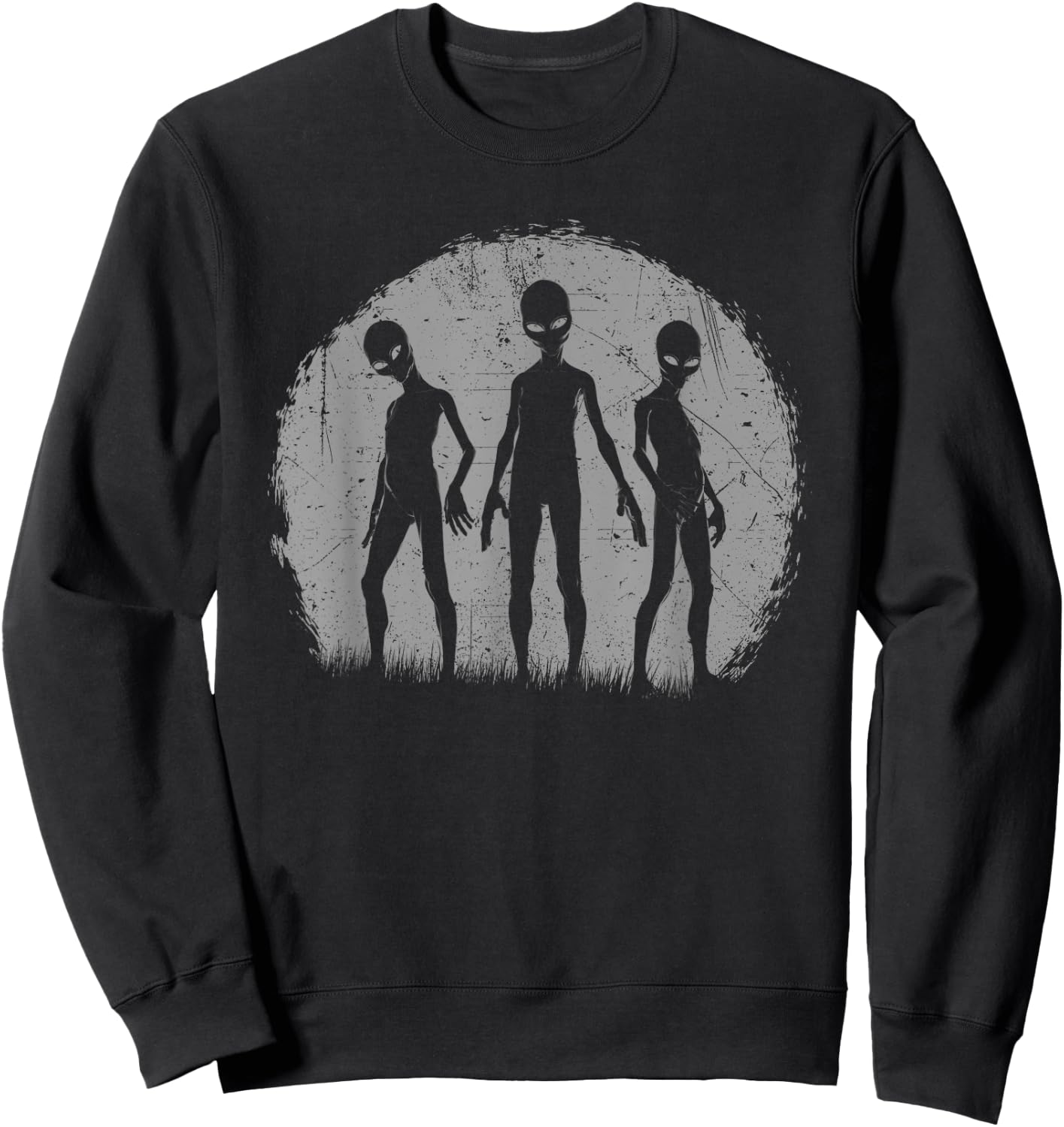 Grey Alien Trio Zeta Reticuli UFO Abduction Sweatshirt - Sweatshirt | Black