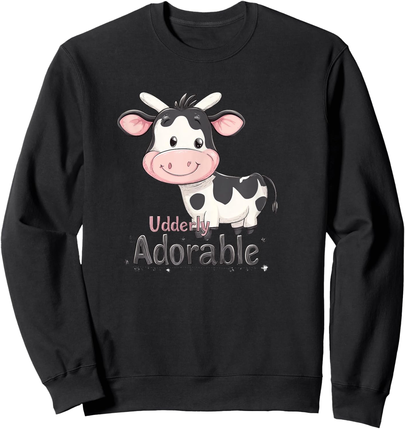 Adorable Cow Cute Farm Animal Sweatshirt - Sweatshirt | Black