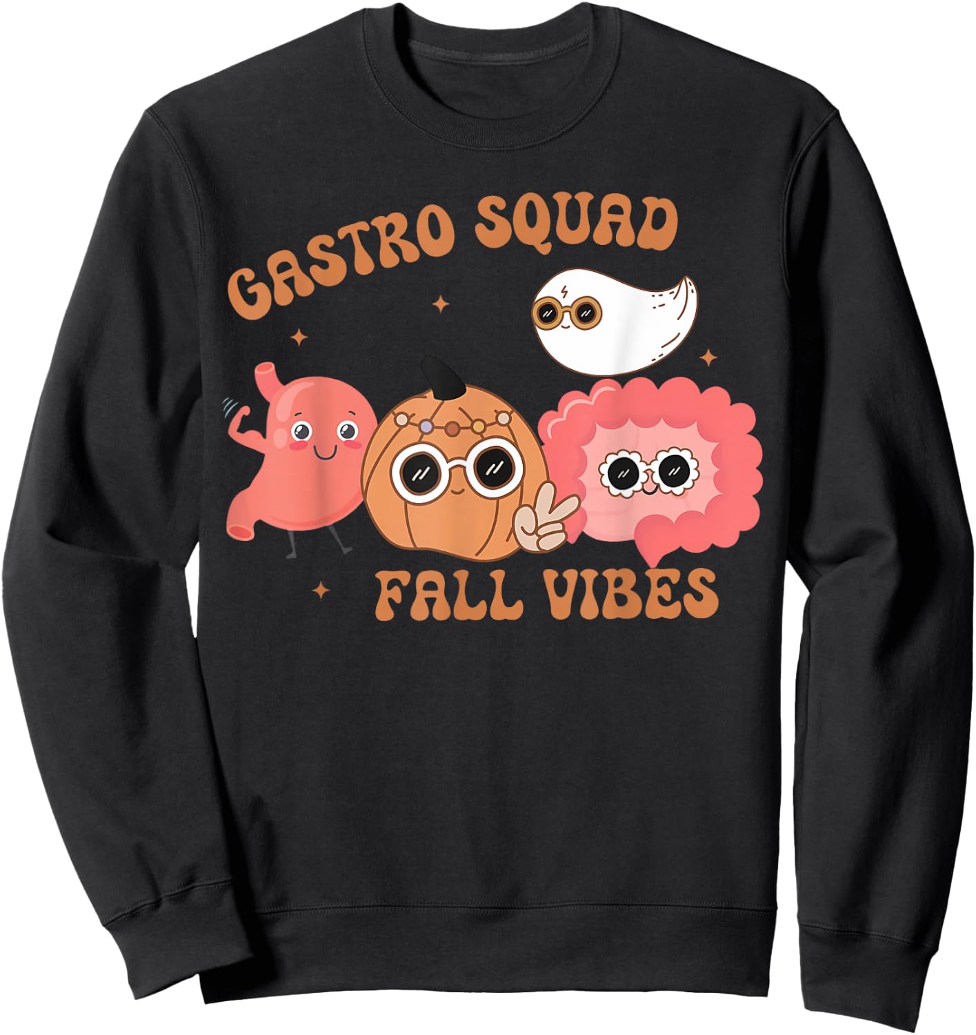 Fall Vibes Gastro Squad Ghost Halloween Spooky Endoscopy Sweatshirt - Sweatshirt | Black