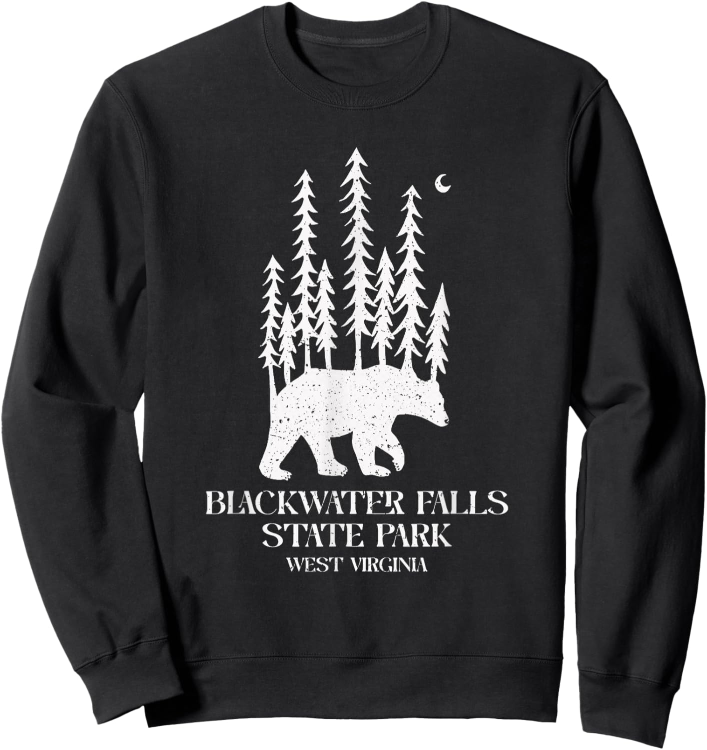Pine Trees On A Bear Vintage Blackwater Falls West Virginia Sweatshirt - Sweatshirt | Black