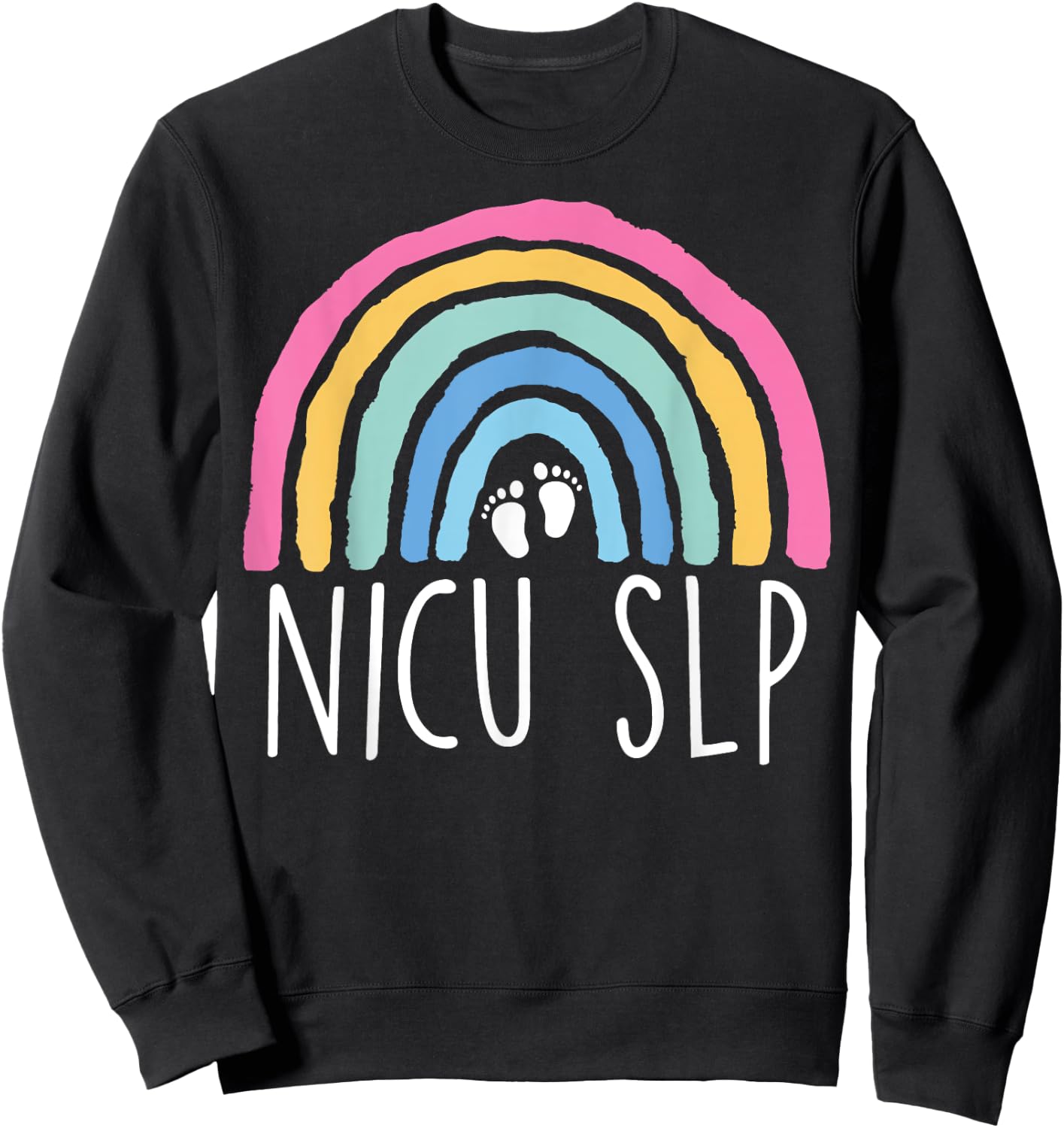 Retro Rainbow Nicu SLP Nurse Speech Language Pathology Nicu Sweatshirt - Sweatshirt | Black