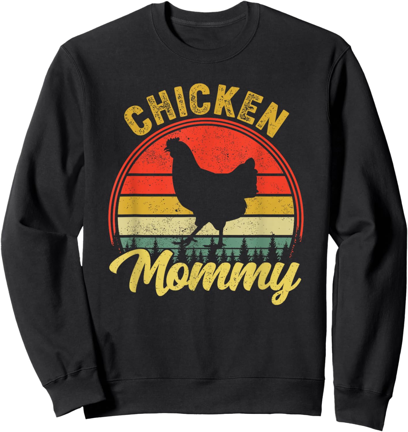Chicken Mommy Retro 70s 80s Funny Chicken Mom Mothers Day Sweatshirt - Sweatshirt | Black