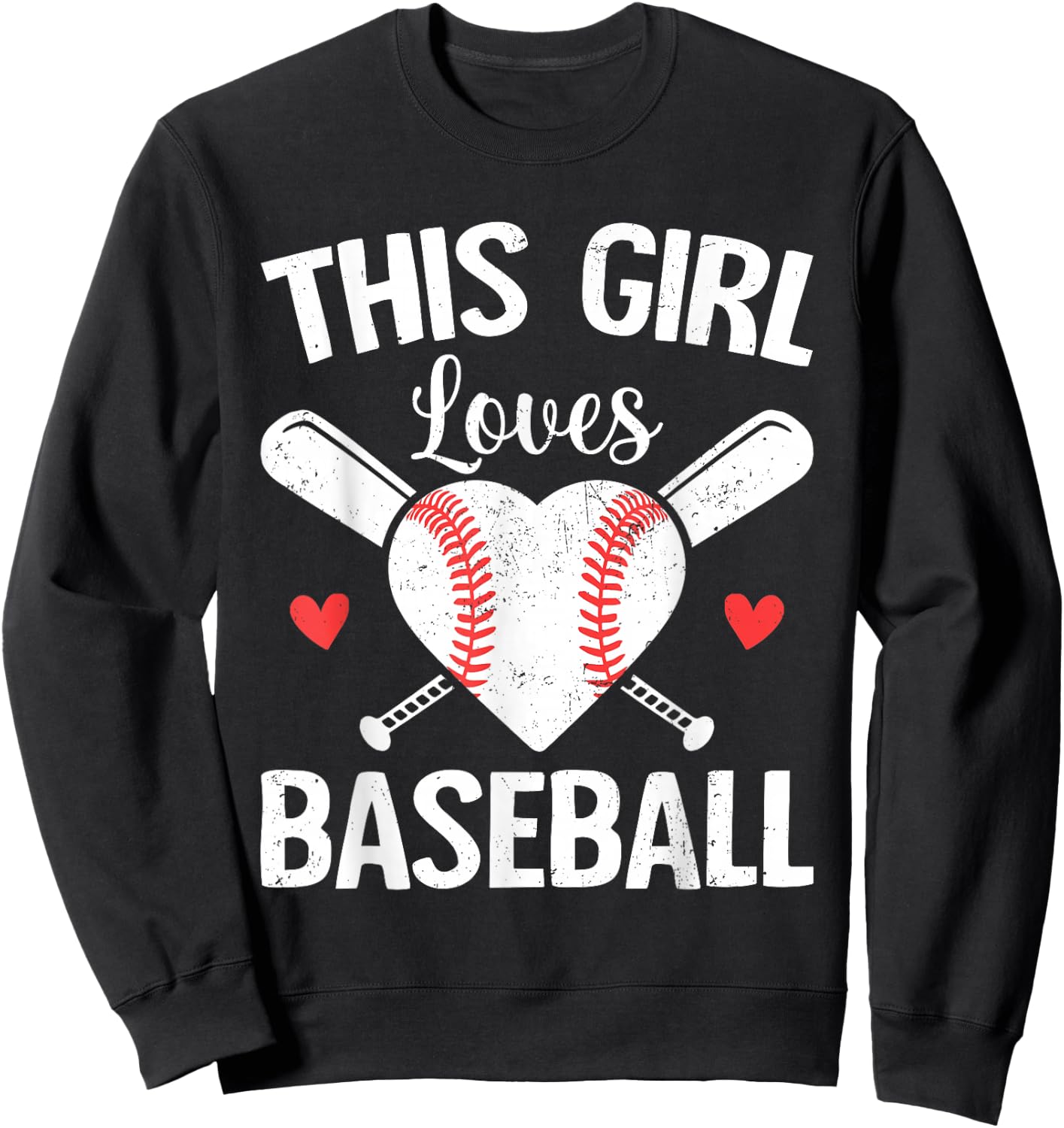 This Girl Loves Baseball Cute Baseball Girl Women Sweatshirt - Sweatshirt | Black