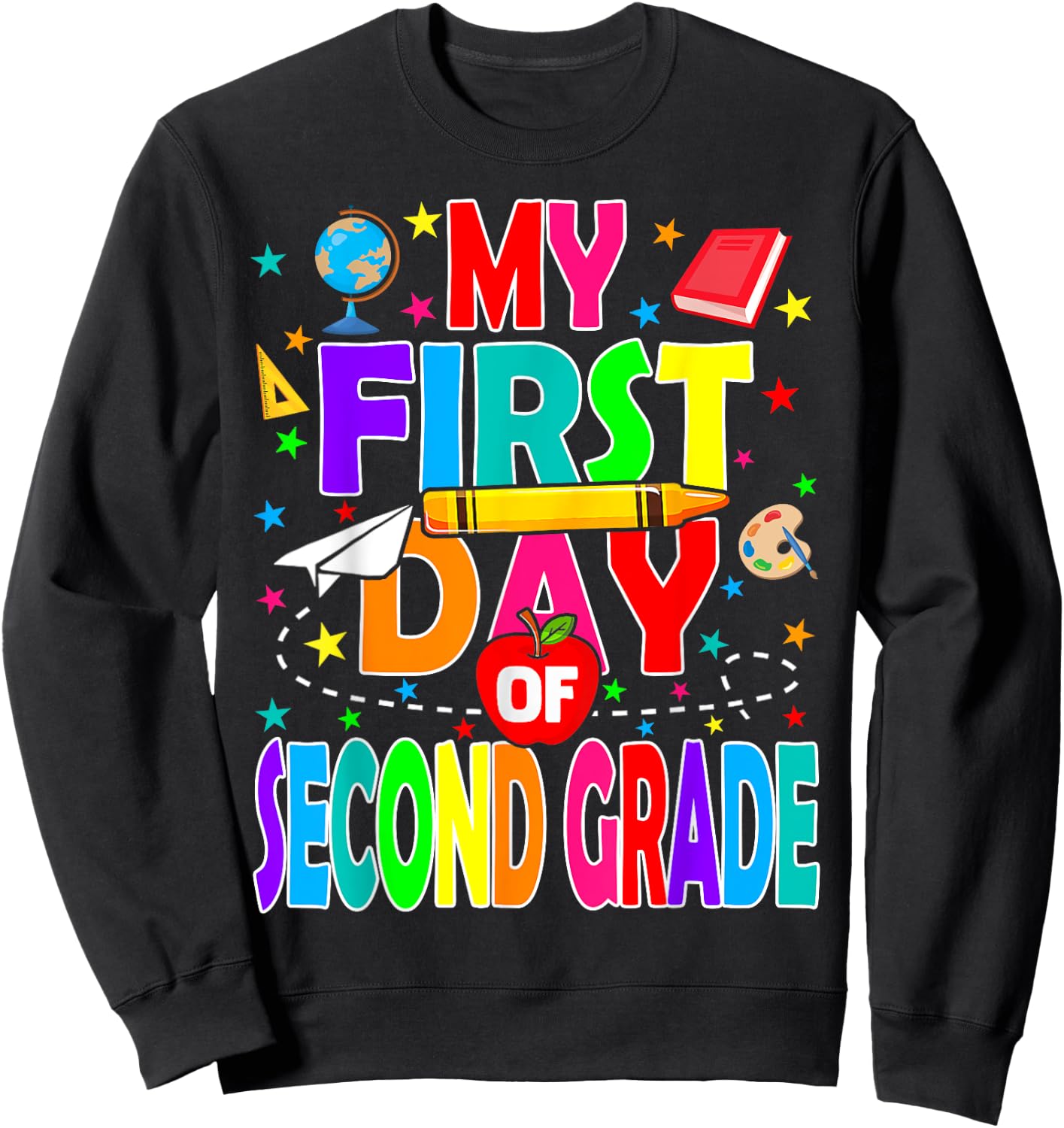 My First Day of Second Grade Back to School Boys Kids Sweatshirt - Sweatshirt | Black