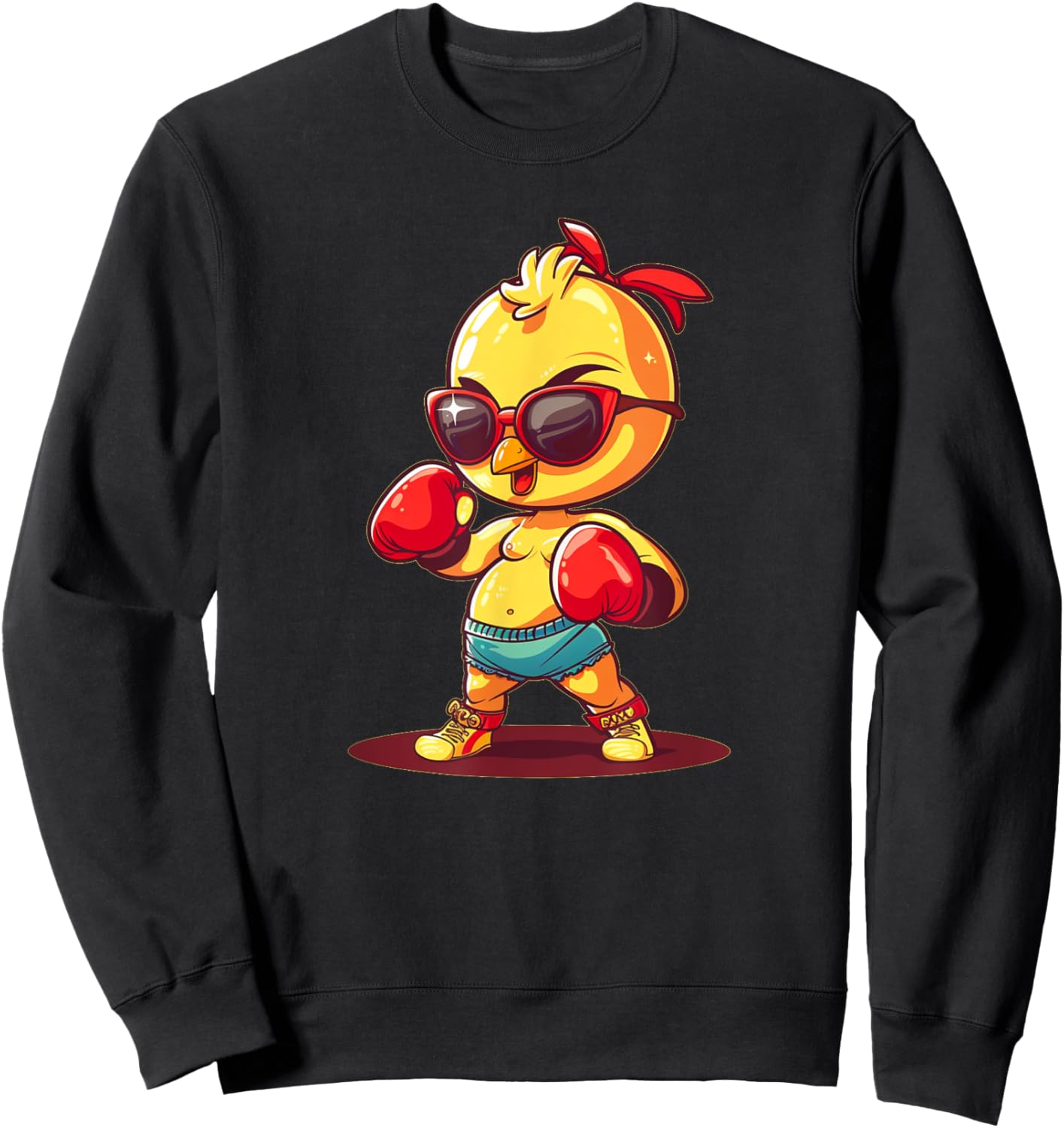Boxing Chicken with Sunglasses Costume Sweatshirt - Sweatshirt | Black