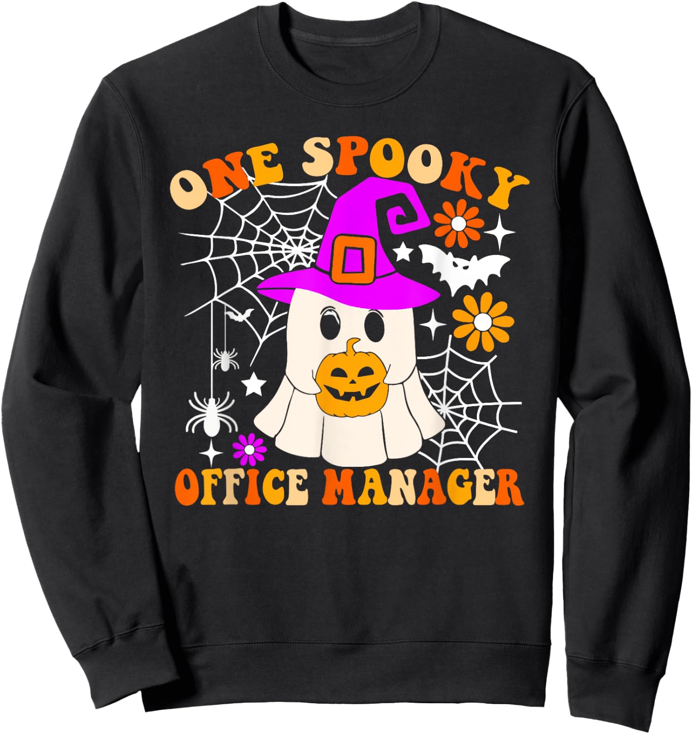 One Spooky Office Manager Funny Ghost Halloween Costume Sweatshirt - Sweatshirt | Black