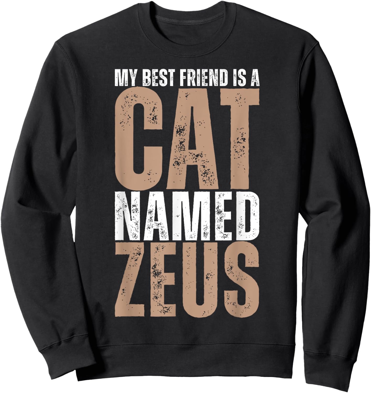 My Best Friend is a Cat Named Zeus Funny Cat Lover Women Kids Sweatshirt - Sweatshirt | Black