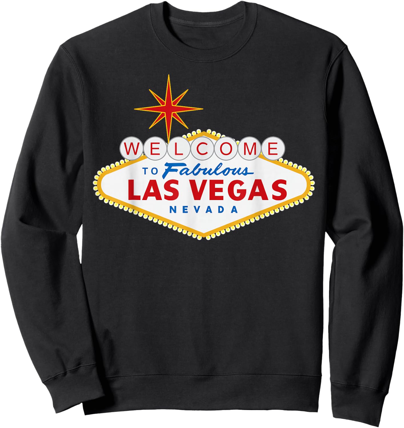Miftees Las Vegas Welcome to Fabulous Las Vegas - Black, Small, -Adults, Short Sleeve, , Novelty Modern, Letter Print Sweatshirt - Sweatshirt | Black