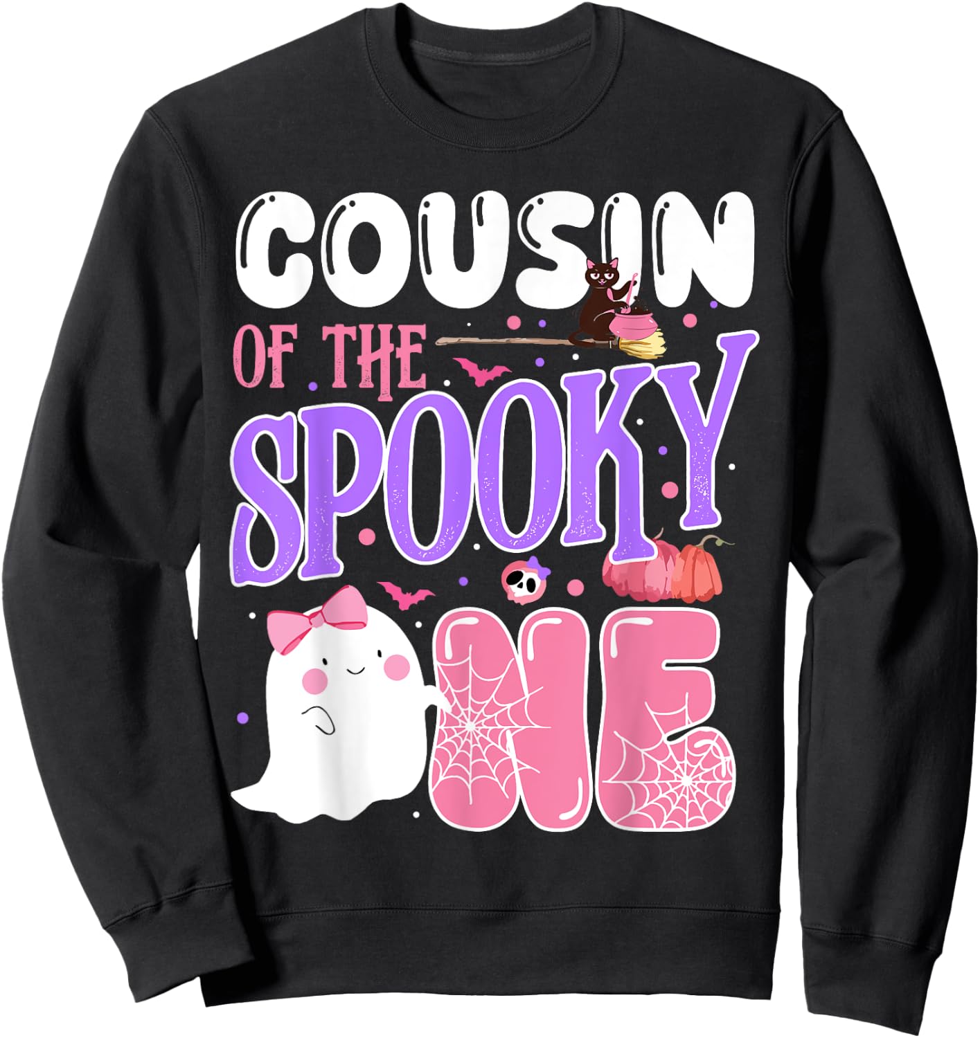 Cousin Of The Spooky One 1st Birthday Halloween Pink Ghost Sweatshirt - Sweatshirt | Black