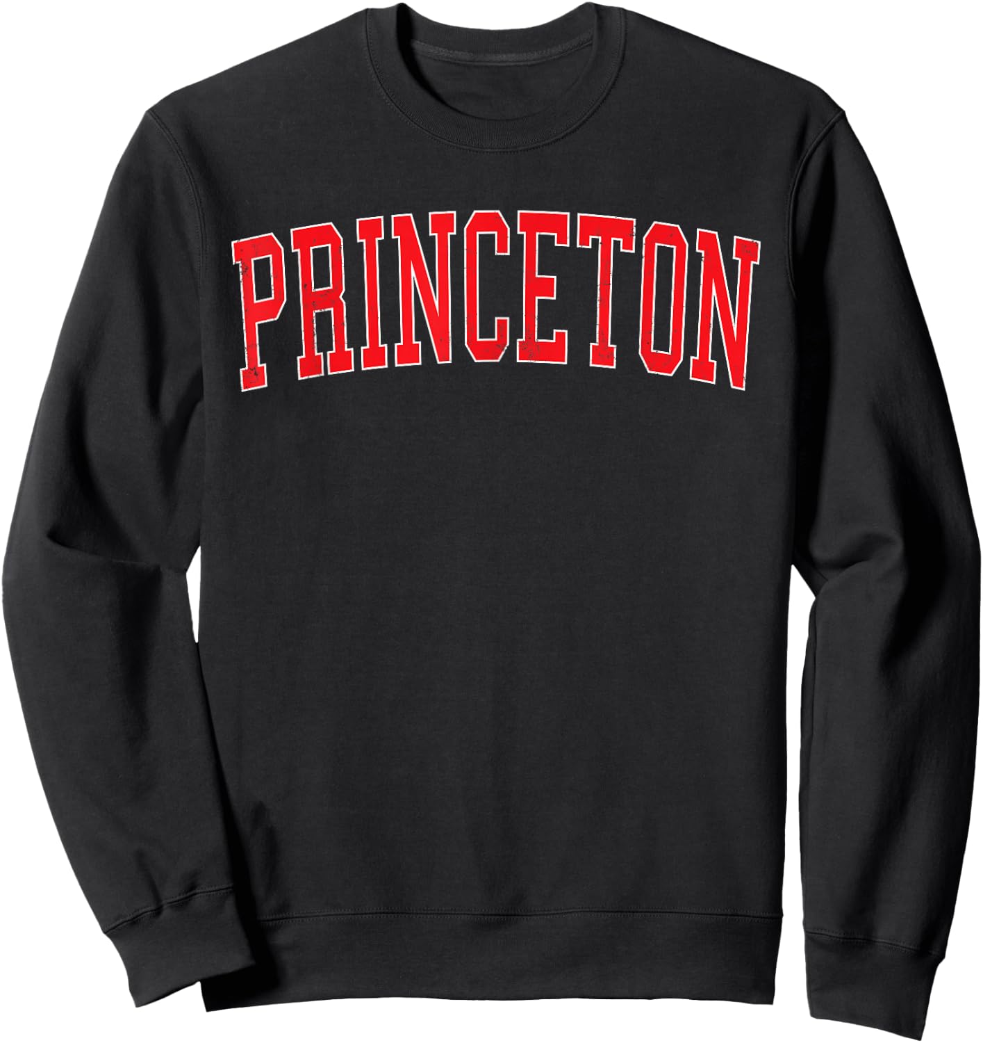 Vintage Princeton FL Distressed Red Varsity Style Sweatshirt - Sweatshirt | Black