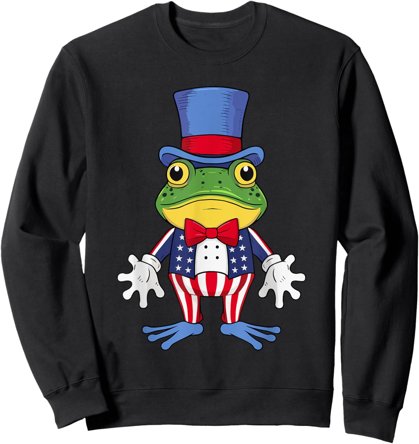 Funny Patriotic Frog with American 4th of July Sweatshirt - Sweatshirt | Black