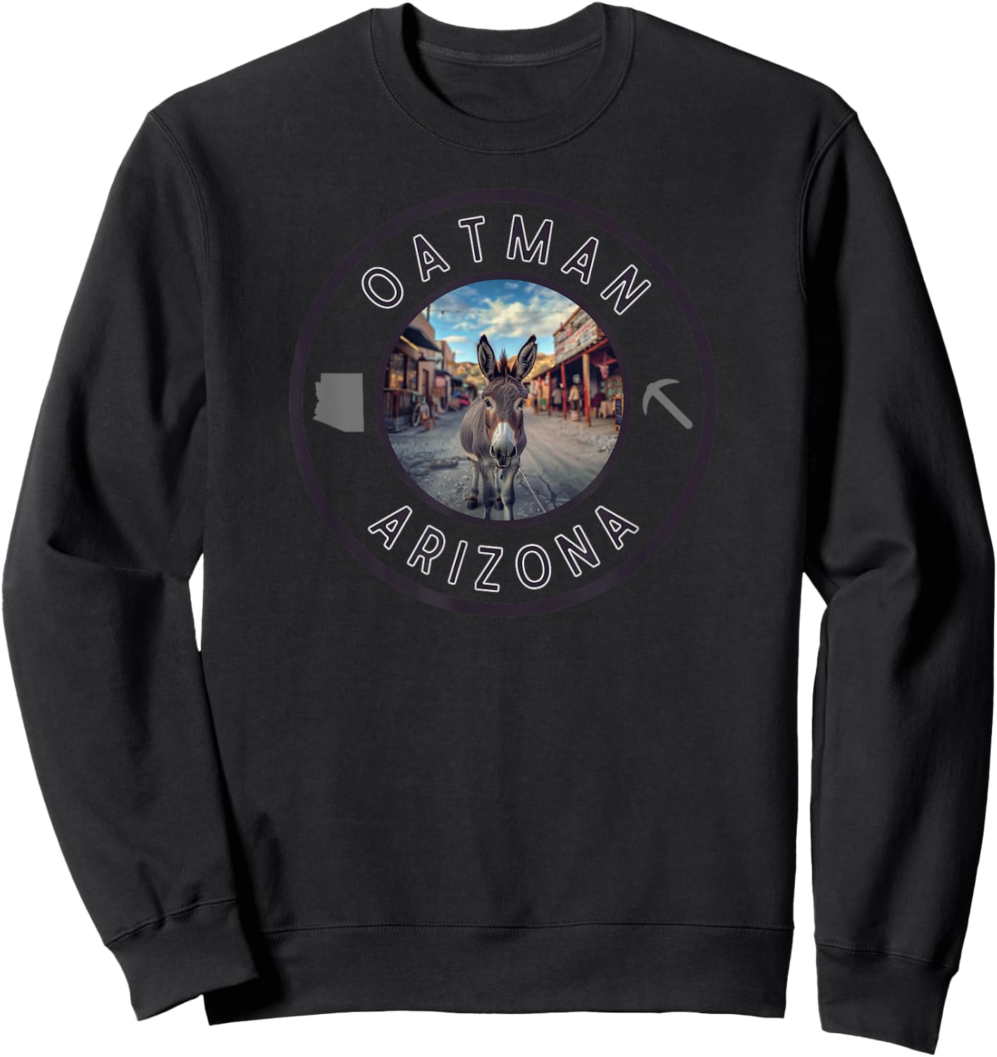 Mojave Trading Post Oatman Arizona Burro In Town , Small, Black Sweatshirt - Sweatshirt | Black