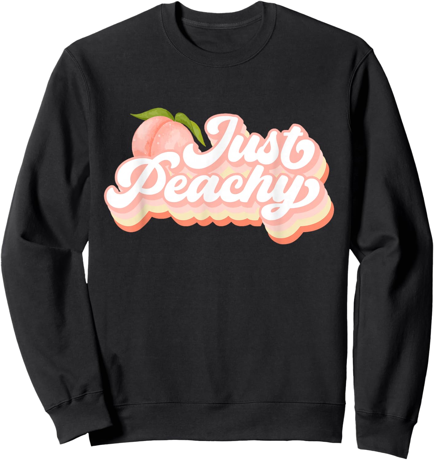 Vintage Just Peachy Peaches Women Summer Fruit Sweatshirt - Sweatshirt | Black