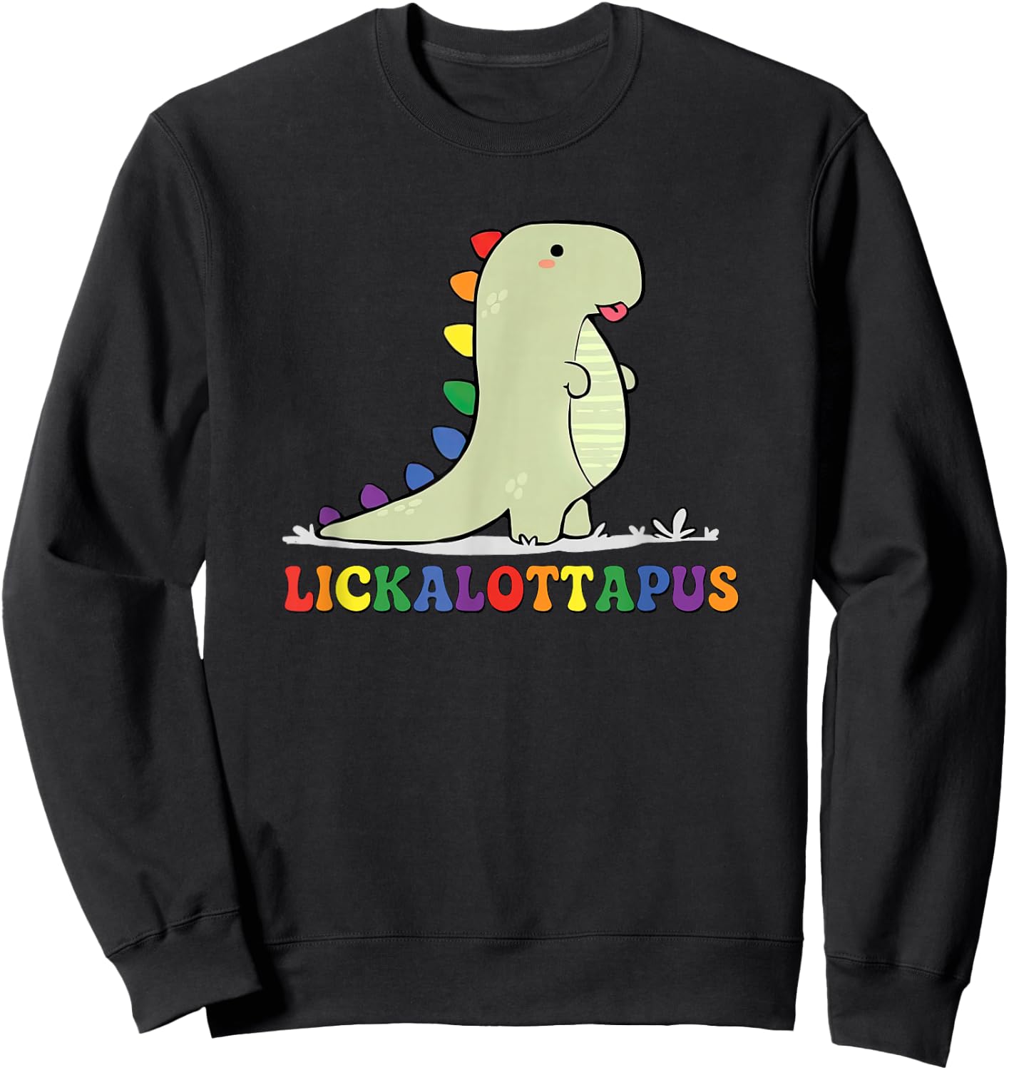 Lickalottapus Rainbow Dinosaur LGBTQ Funny Gay Pride Month Sweatshirt - Sweatshirt | Black