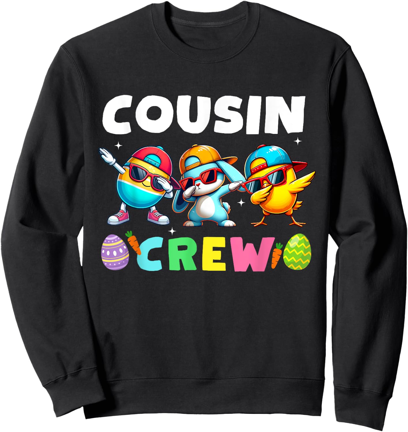 Cousin Crew Easter Bunny Family Matching Girls Boys Toddler Sweatshirt - Sweatshirt | Black