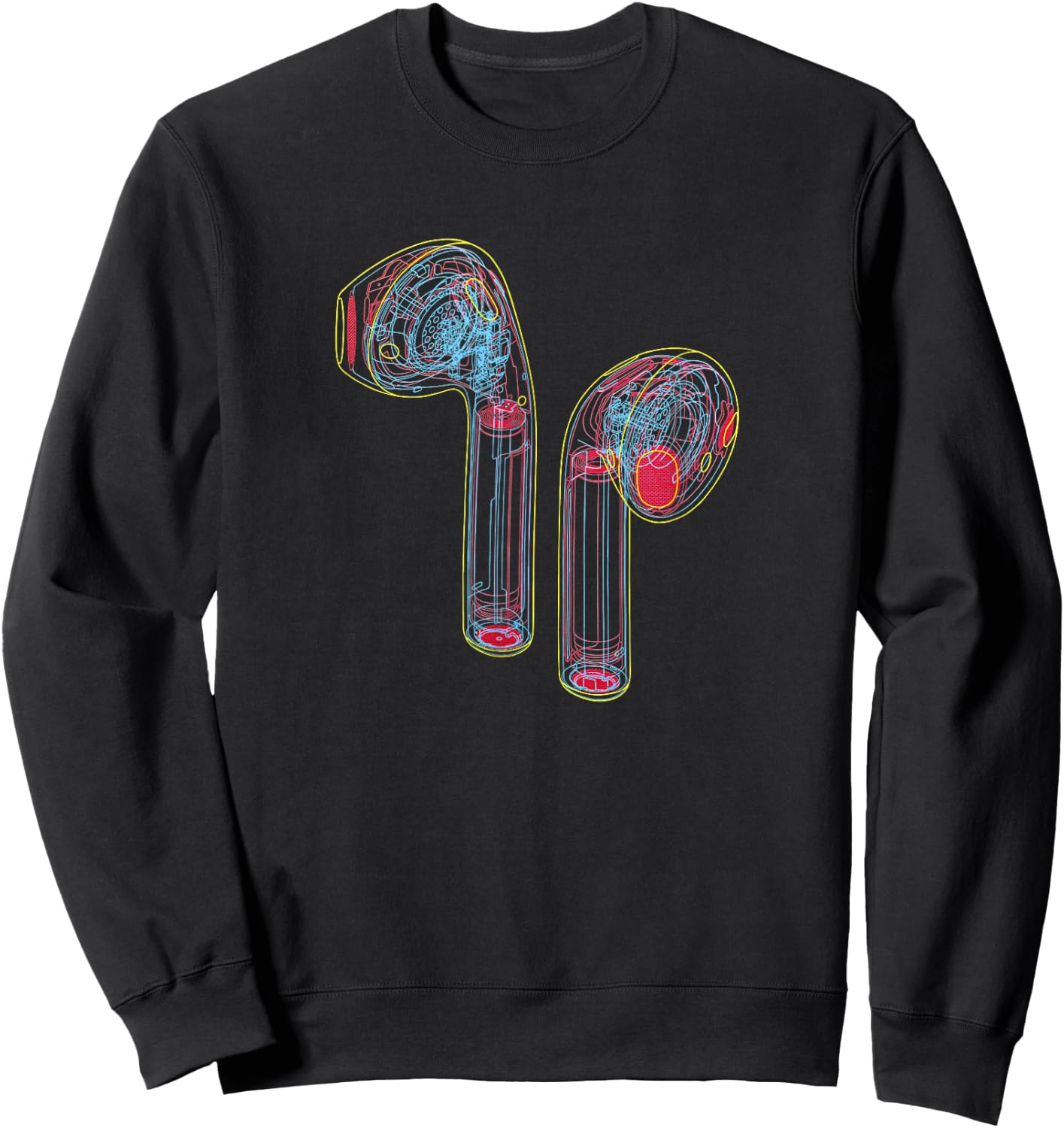 Man Woman Crew with Airpods Sweatshirt - Sweatshirt | Black