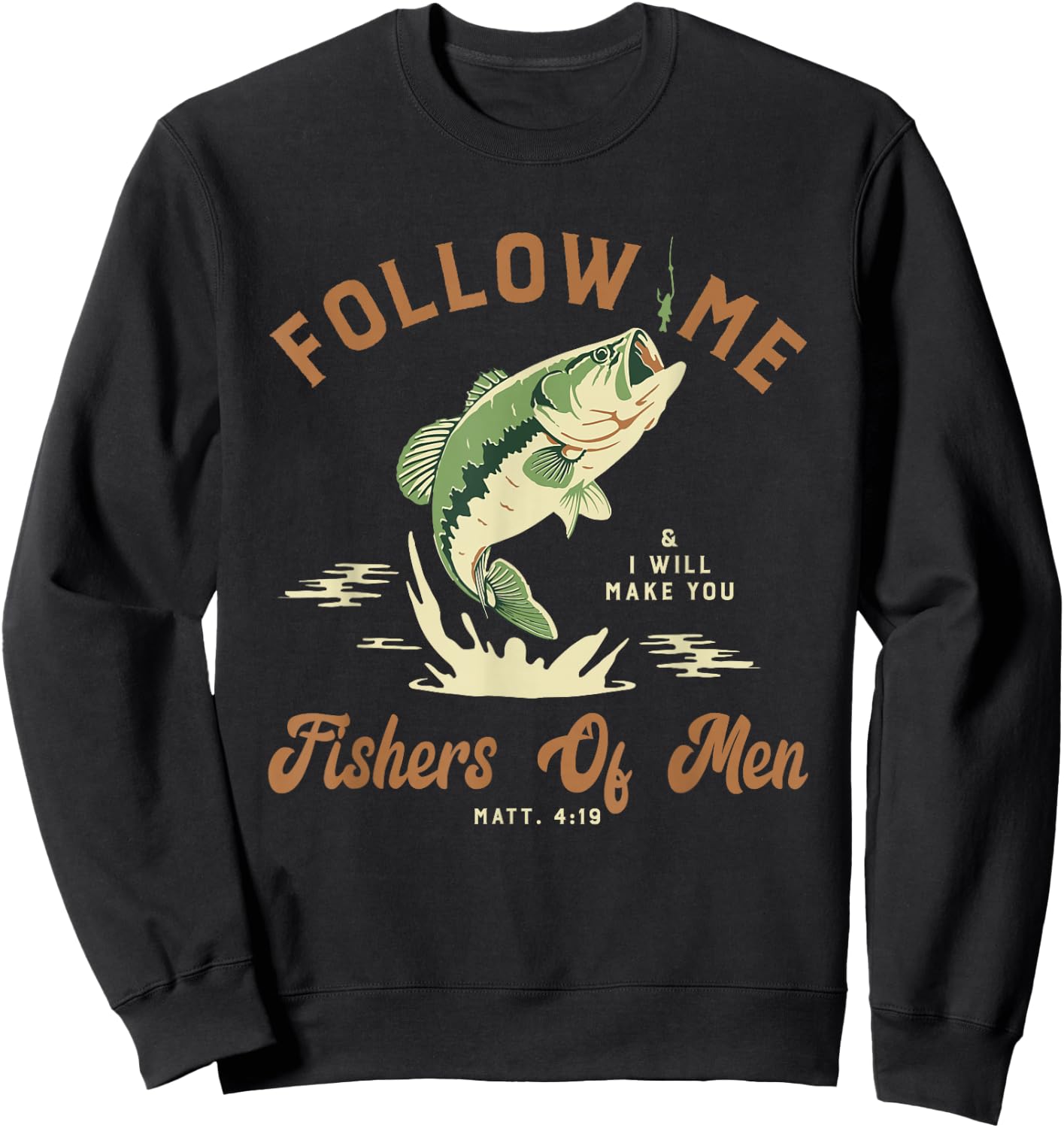 Fishers Of Men Retro Vintage Christian Bible Gift Sweatshirt - Sweatshirt | Black
