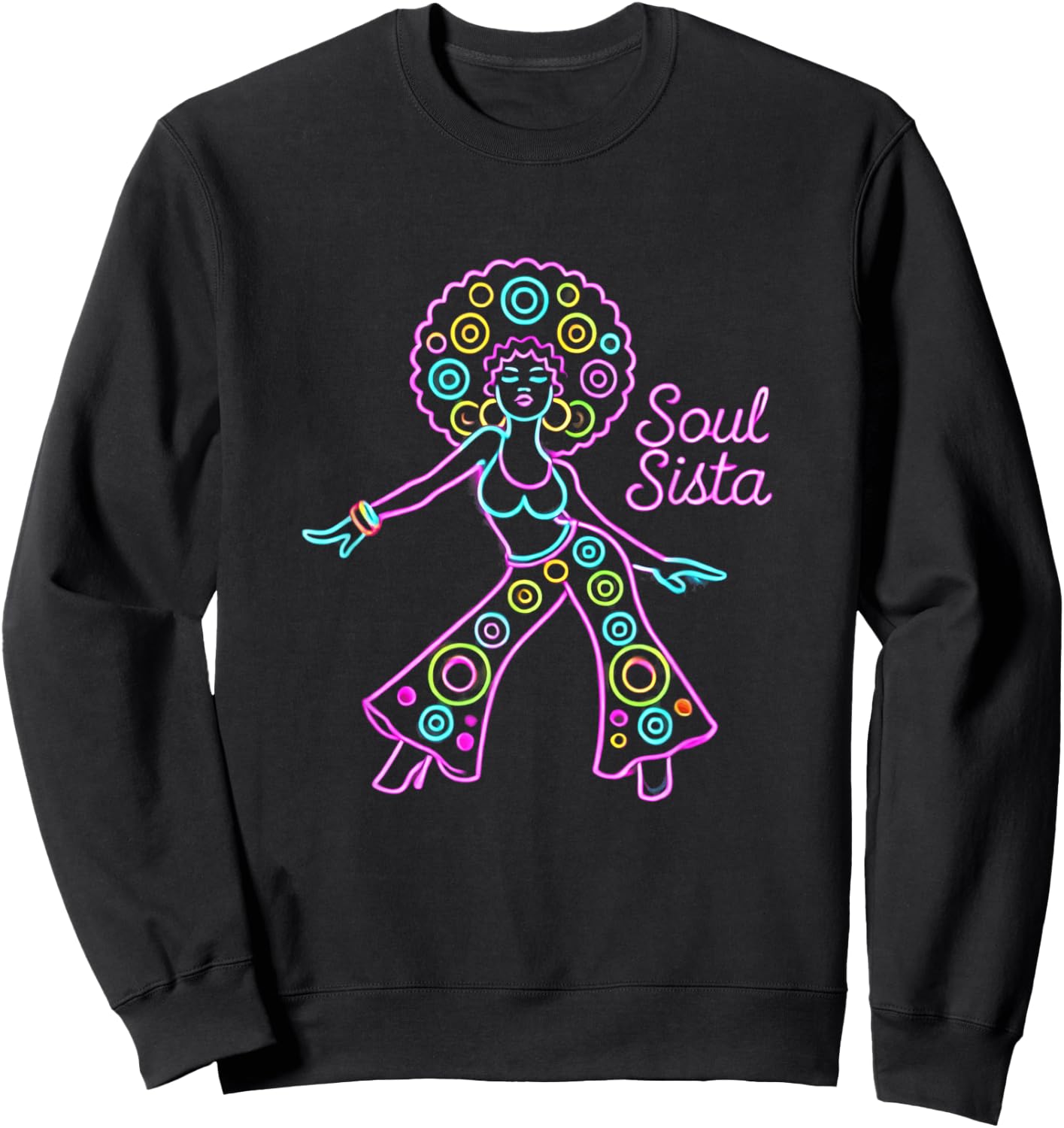 Soul Sista 70s Soul Music Retro Disco Black Funk Afro Girl Sweatshirt - Sweatshirt | Black