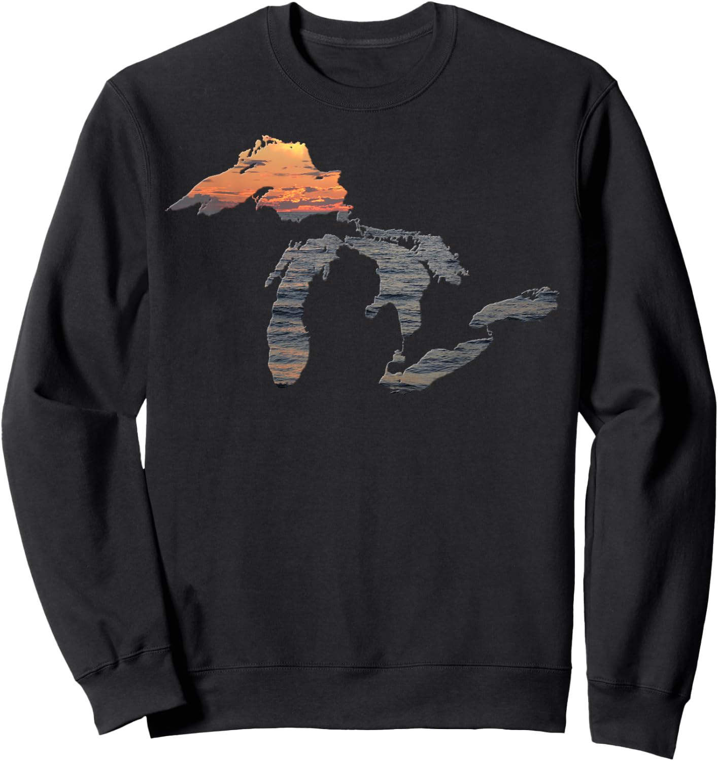 Great Lakes Shirt - Sunset Over Lake Superior Sweatshirt - Sweatshirt | Black