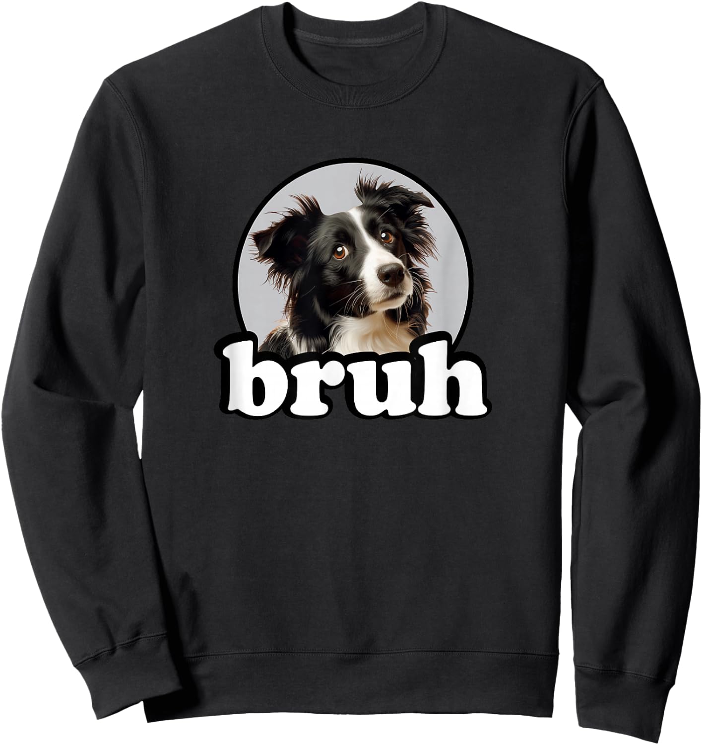Kids Bro Bruh Black & White Border Collie Lover Sweatshirt - Sweatshirt | Black