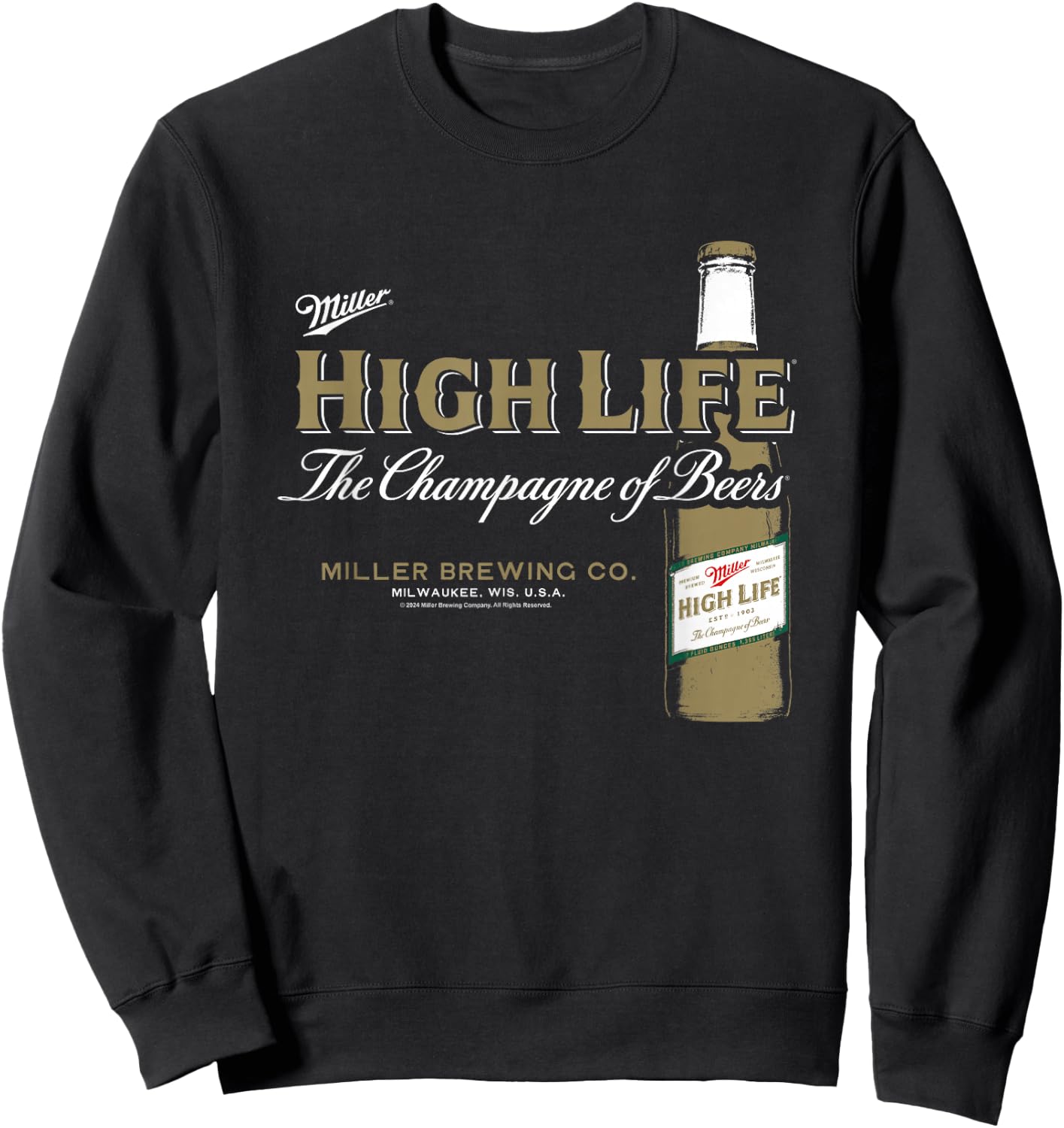 Miller High Life The Champagne Of Beers Brewing Co. Vintage Sweatshirt - Sweatshirt | Black