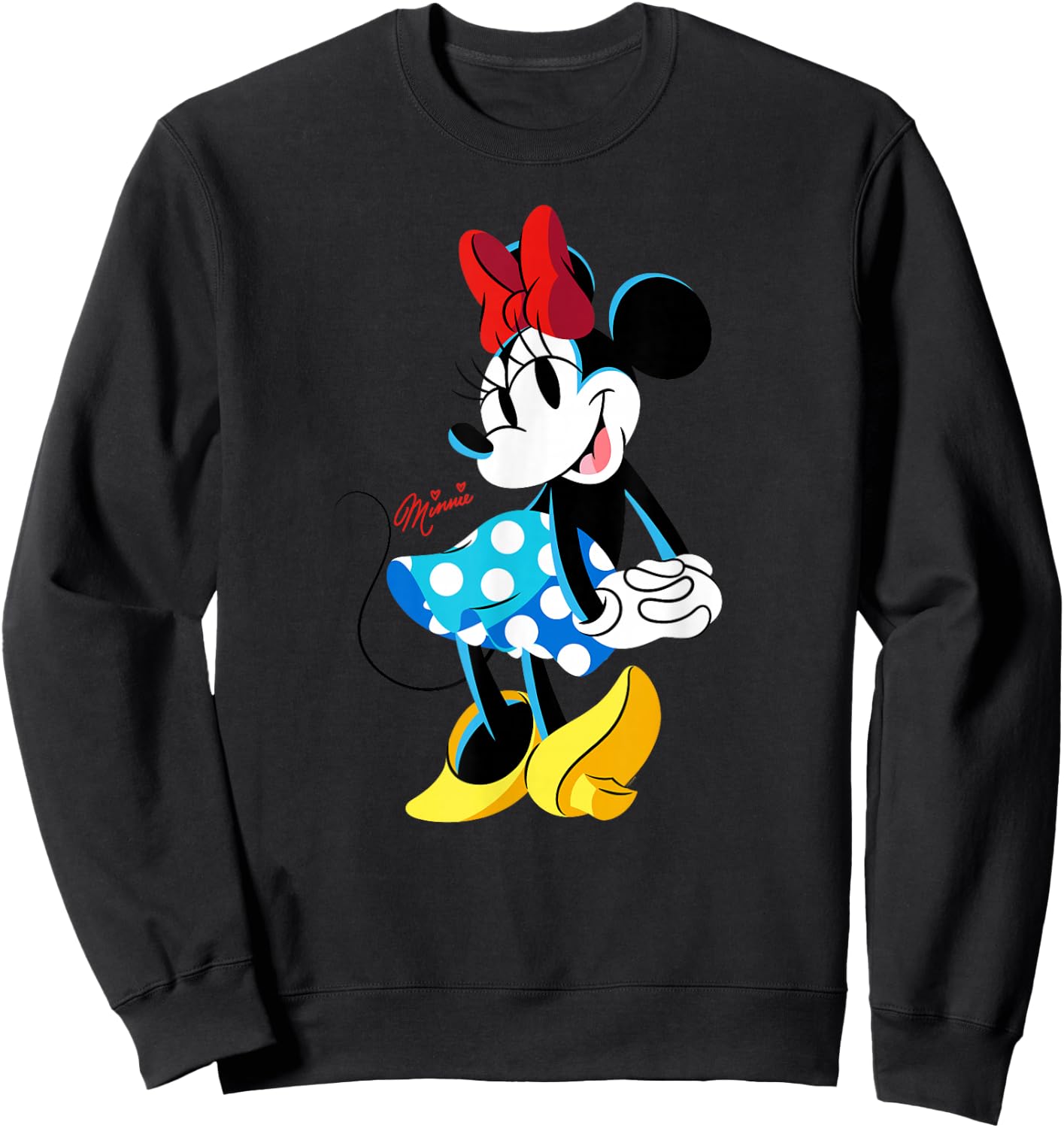 Disney Minnie Mouse Polka-Dot Skirt Cute Retro Vintage Pose Sweatshirt - Sweatshirt | Black