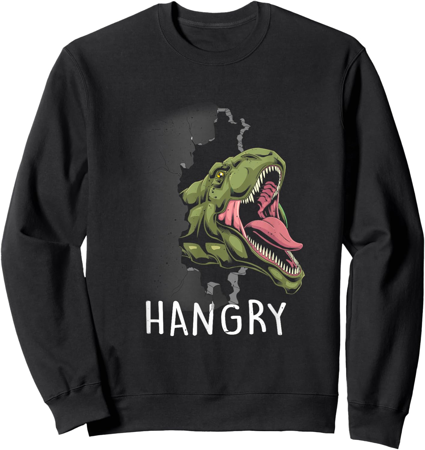 Funny Hangry T-Rex Lover Dinosaur Animal Cartoon Sweatshirt - Sweatshirt | Black