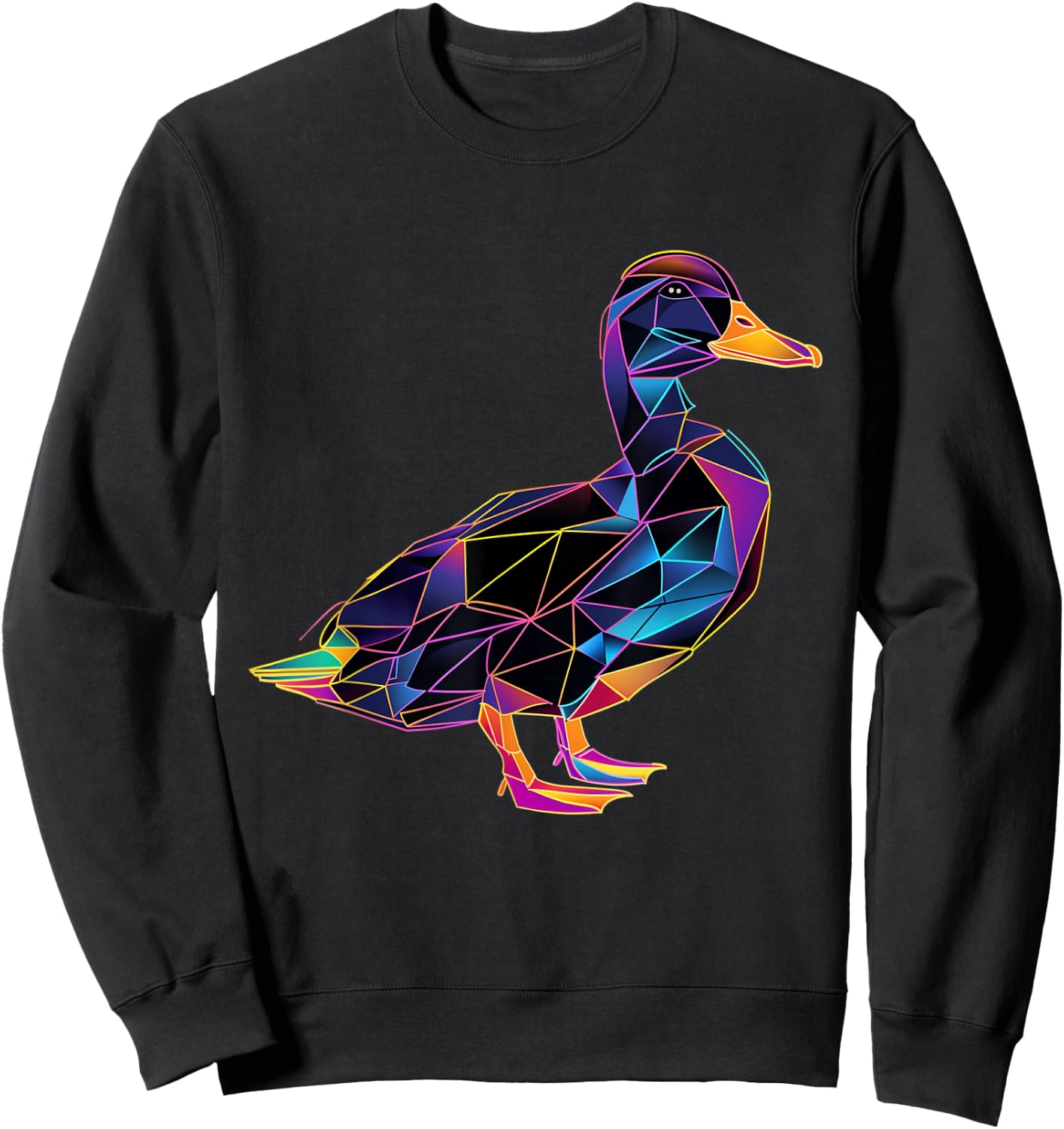 Duck Polygon Colorful Waterfowl Mallard Duck Lover Sweatshirt - Sweatshirt | Black