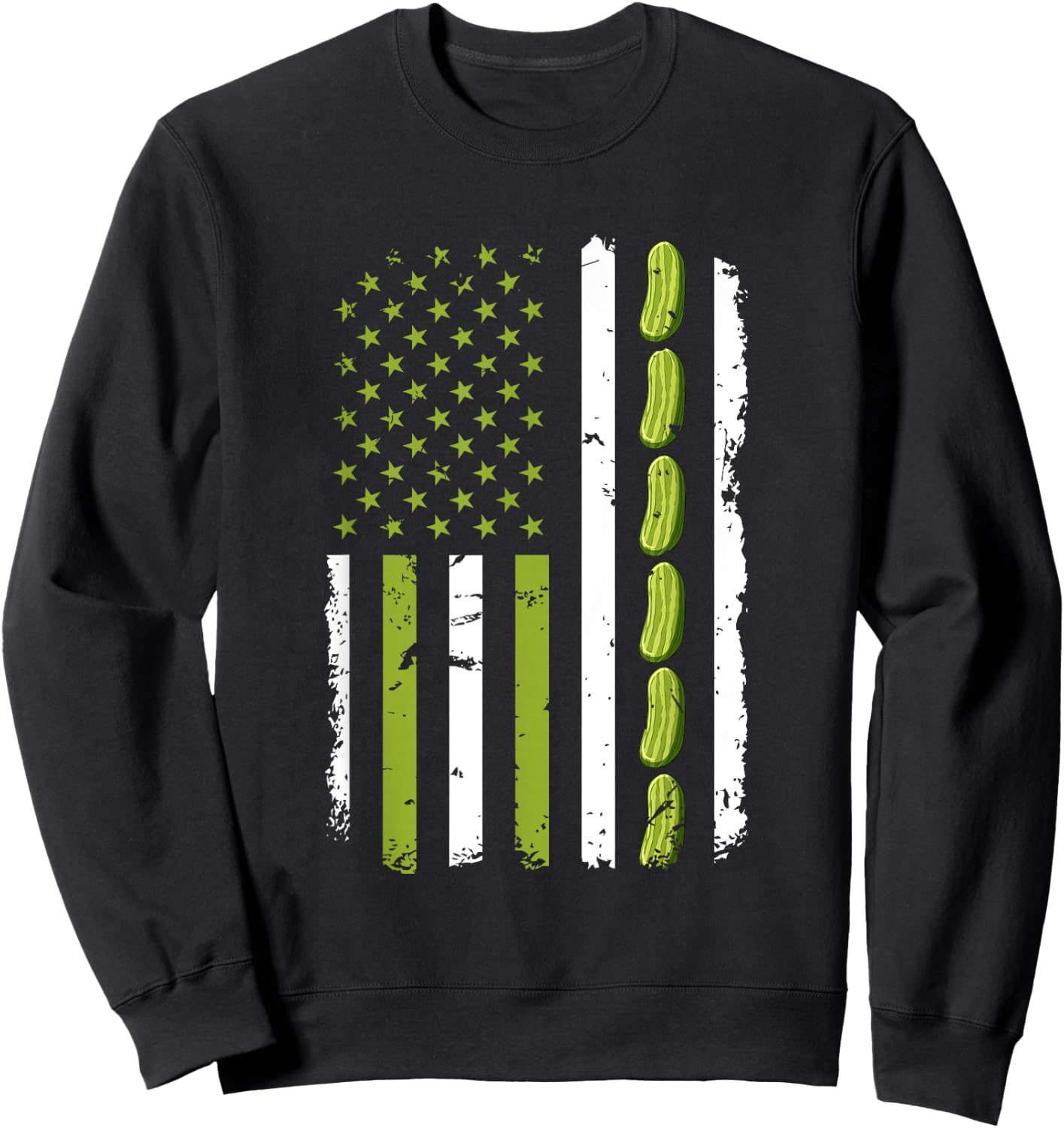 Pickle Cucumber USA American Flag Pickle Lovers 4th of July Sweatshirt - Sweatshirt | Black