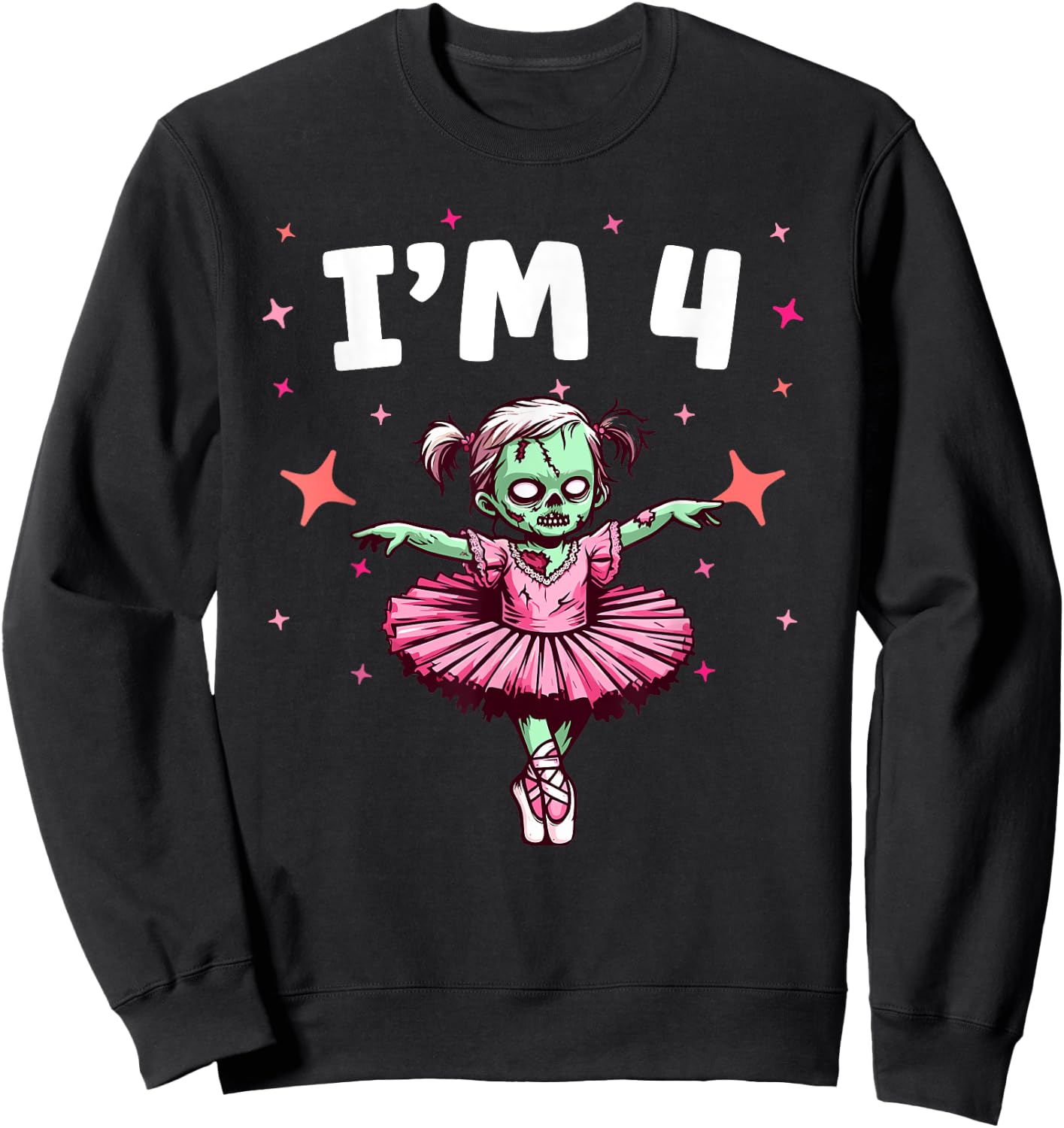 Ballerina Zombie Birthday 4th Birthday Party I'm 4 Sweatshirt - Sweatshirt | Black