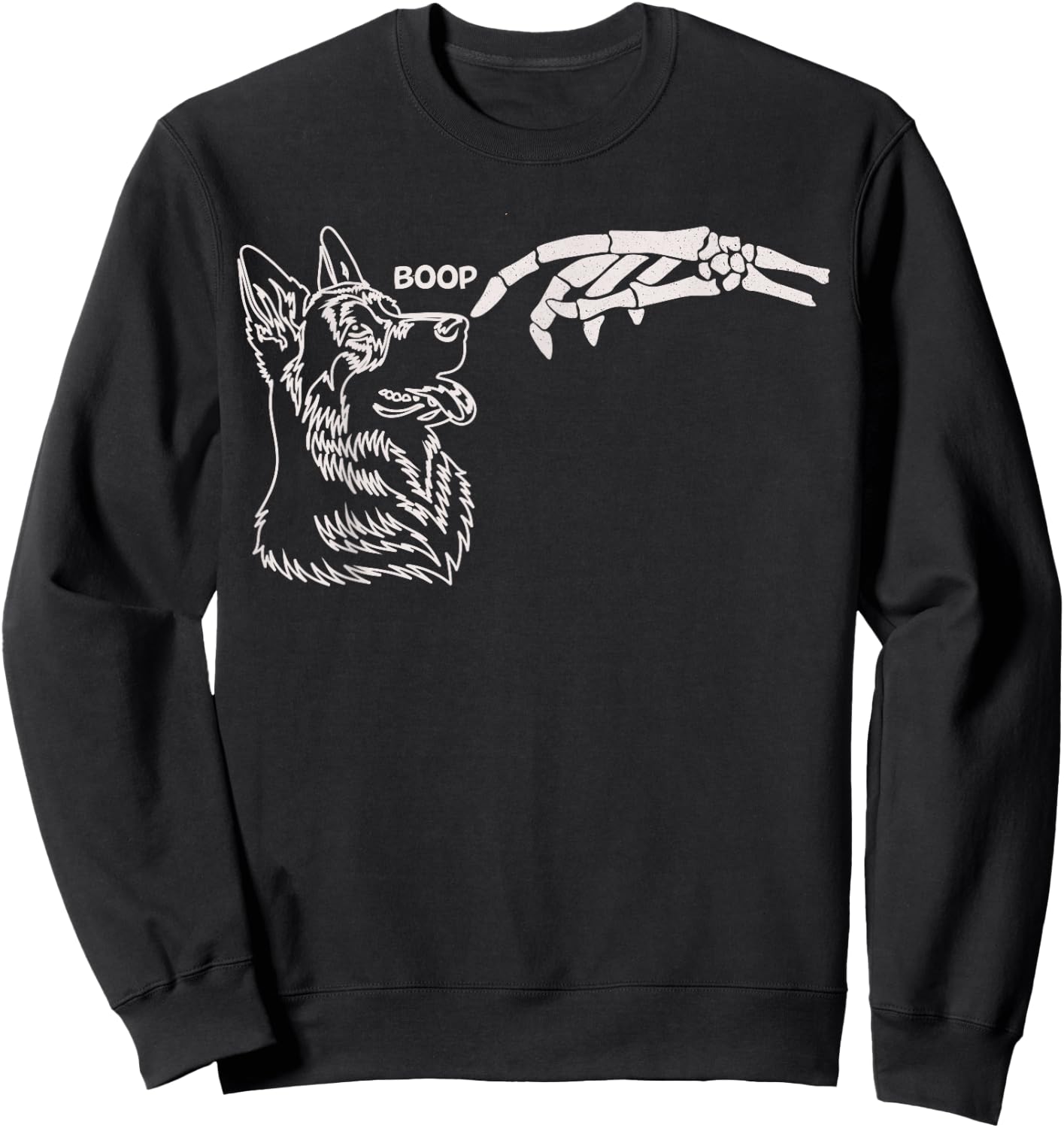 Cute Dog Skeleton Hand Boop Halloween Women Girls Kids Sweatshirt - Sweatshirt | Black