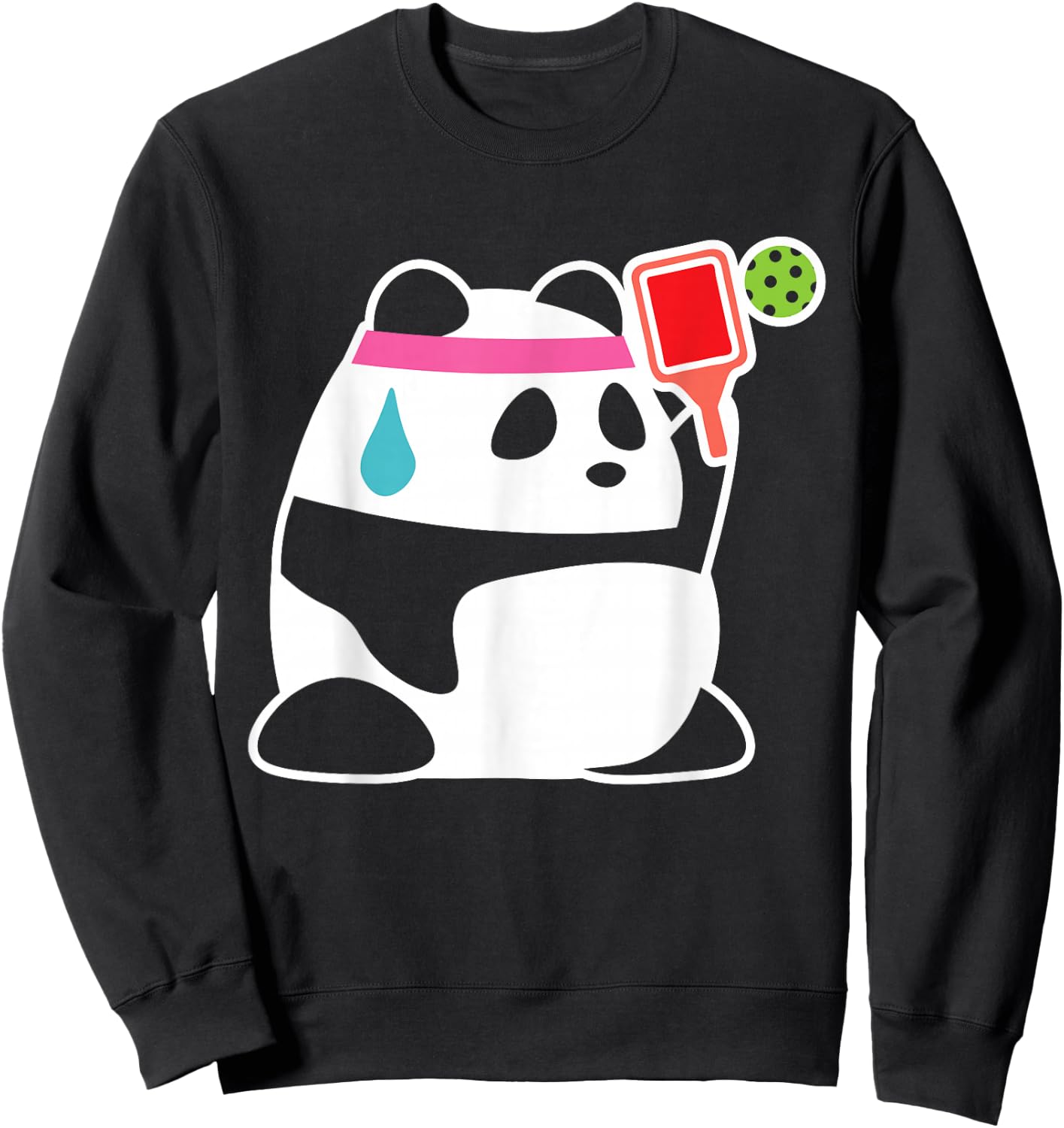 Kawaii Pickleball Player Trainer Panda Bear Animal Lovers Sweatshirt - Sweatshirt | Black