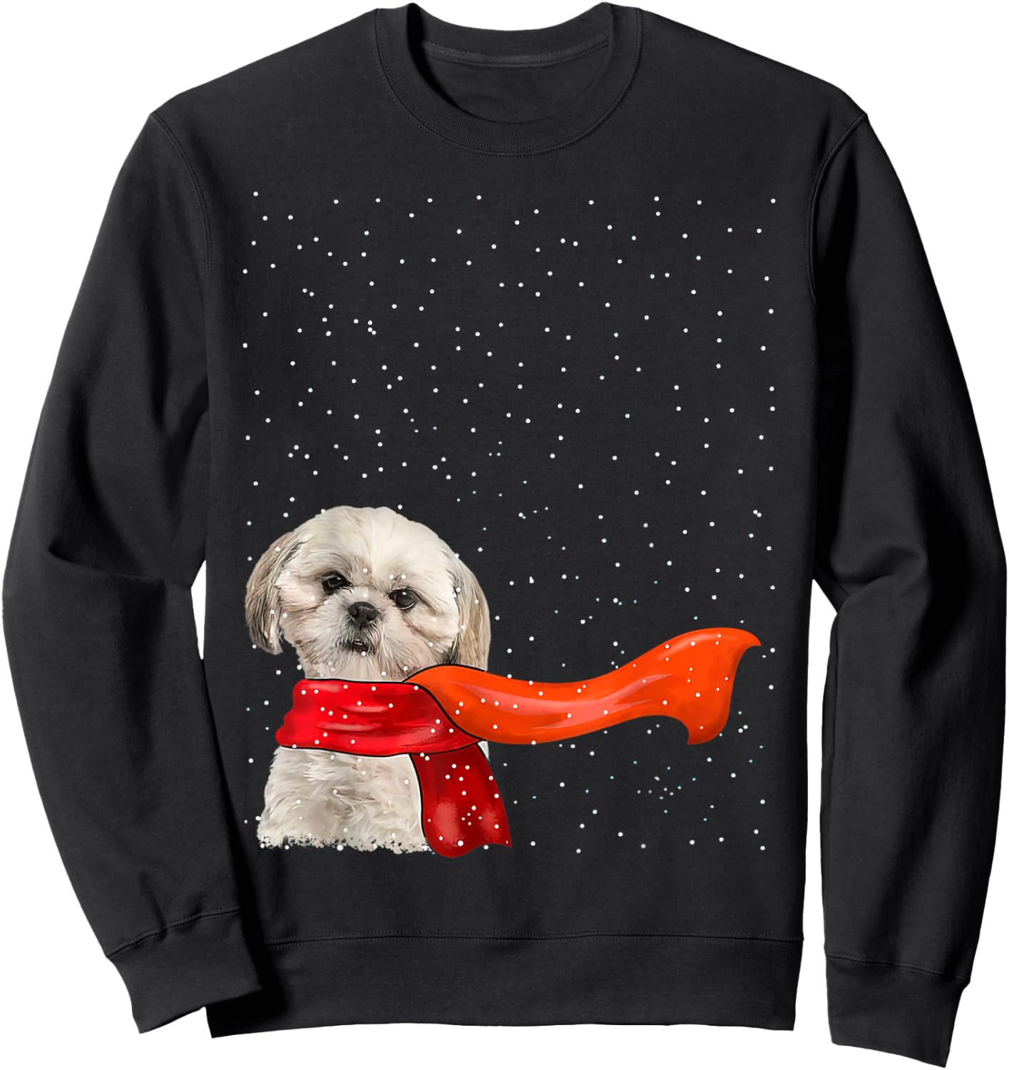 Shih Tzu Dog Winter Christmas Sweater Xmas Pet Men Women Sweatshirt - Sweatshirt | Black