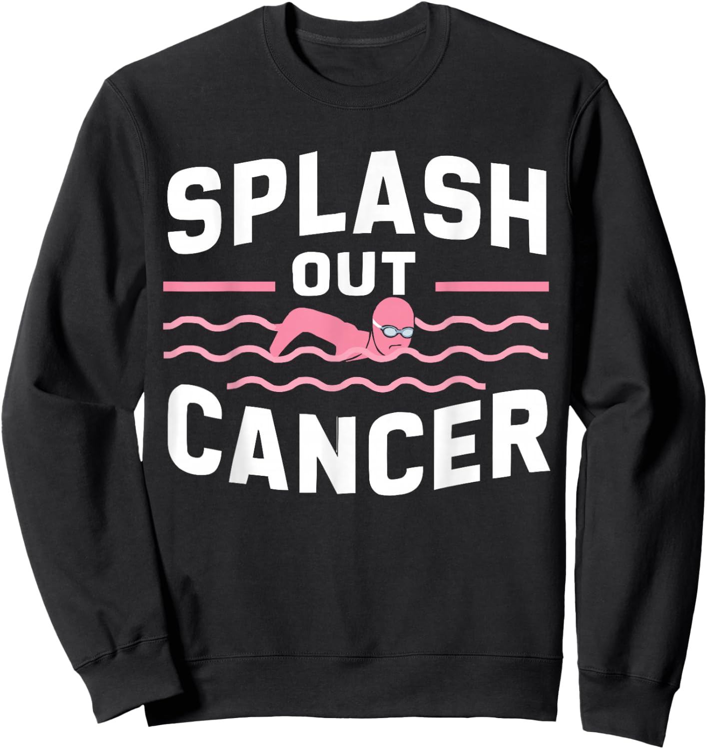 Swimming Breast Cancer Awareness Month Pink Ribbon Sweatshirt - Sweatshirt | Black
