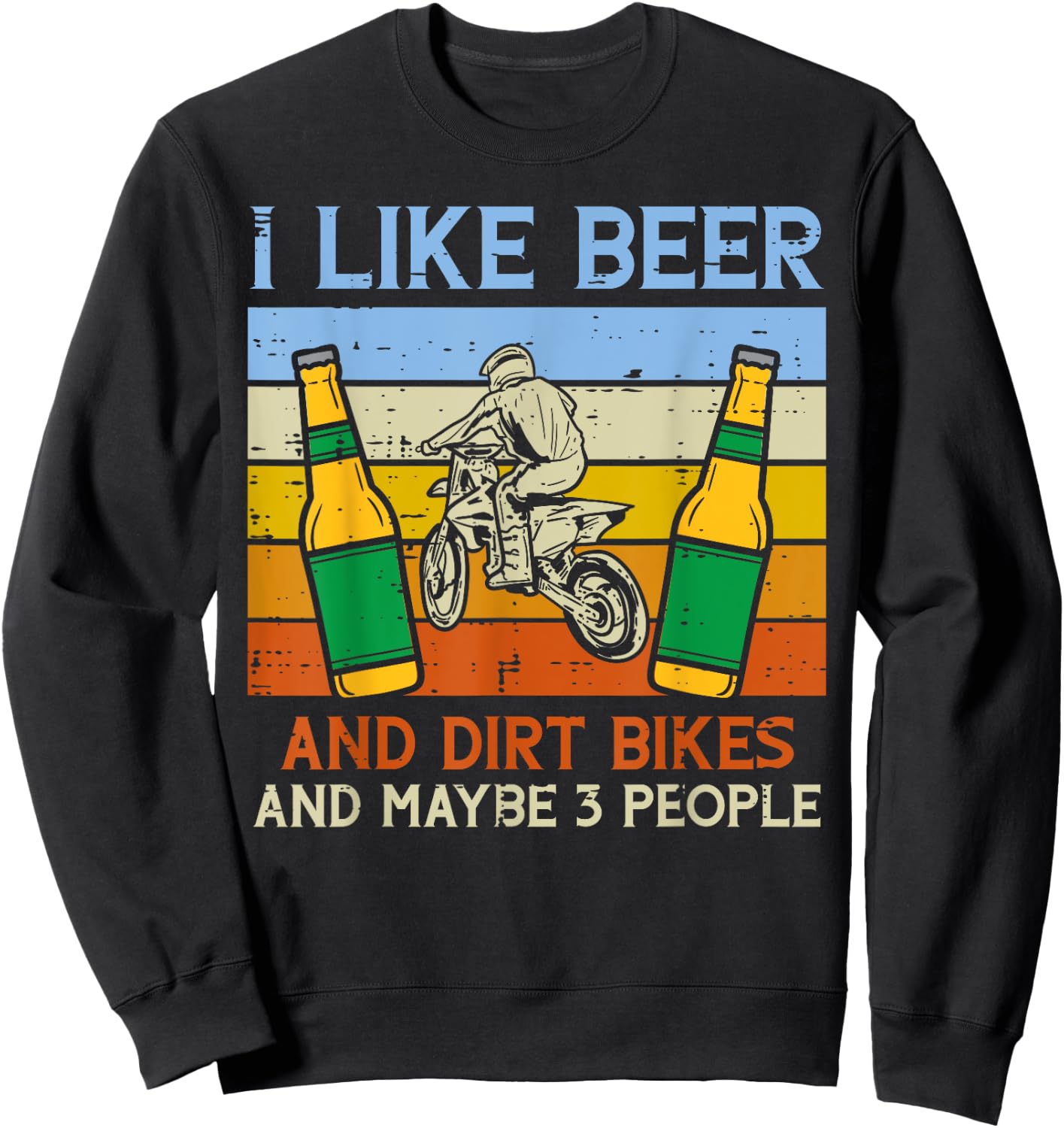 Beer Dirt Bikes 3 People Funny Motocross Biker Men Women Sweatshirt - Sweatshirt | Black