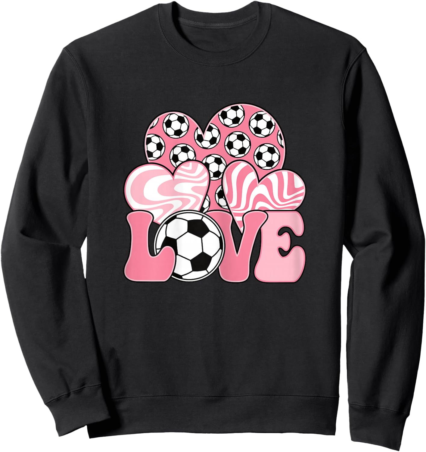 Love Soccer Cute Pink Soccer Lover Women Girls Kids Sweatshirt - Sweatshirt | Black
