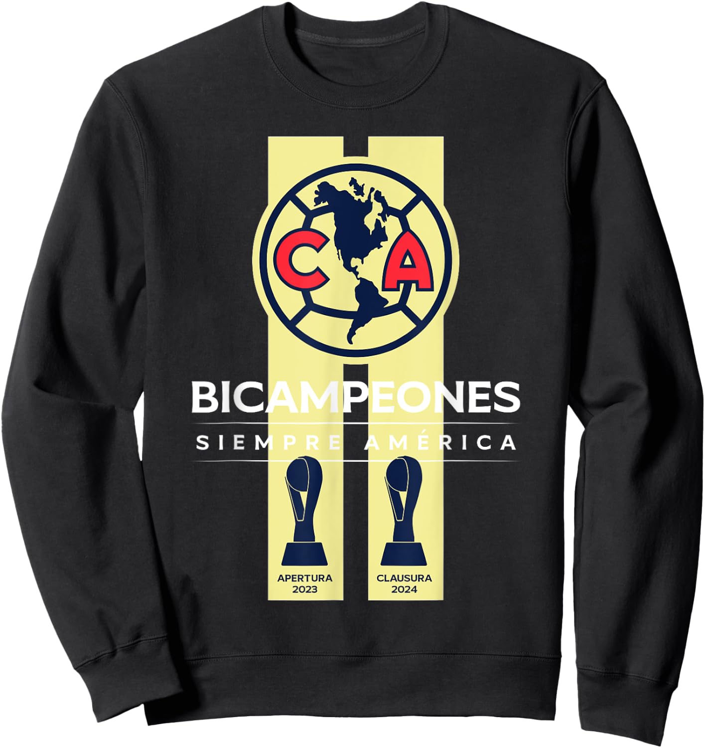 Club America Bicampeon Torneo Apertura 2023 - Clausura 2024 Sweatshirt - Sweatshirt | Black