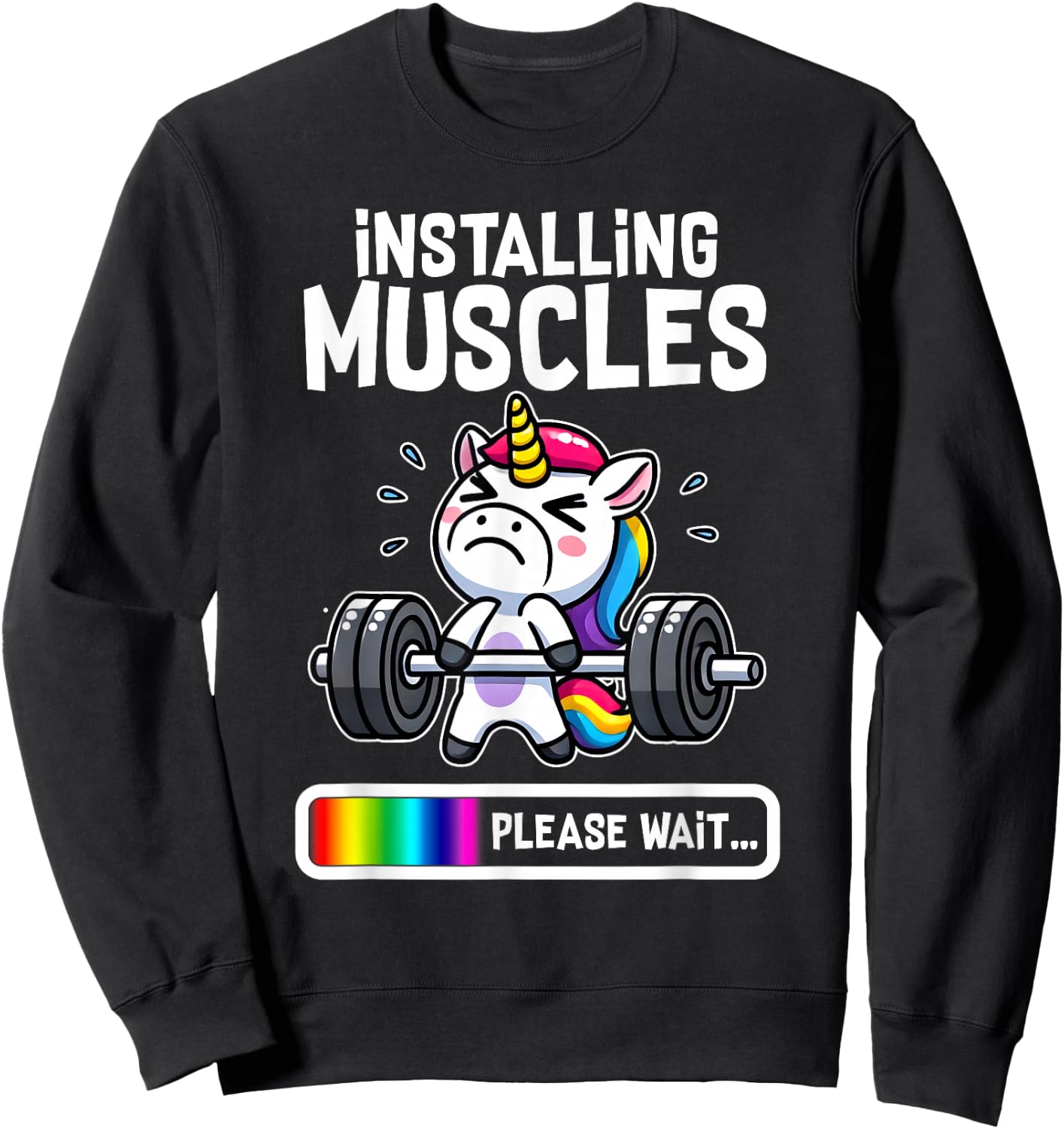 Funny Cute Unicorn Workout Gym Fitness Weightlifting Gift Sweatshirt - Sweatshirt | Black