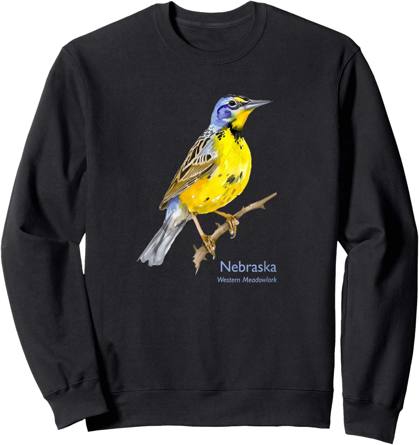 Nebraska Bird Western Meadowlark Birdwatching Birder Sweatshirt - Sweatshirt | Black