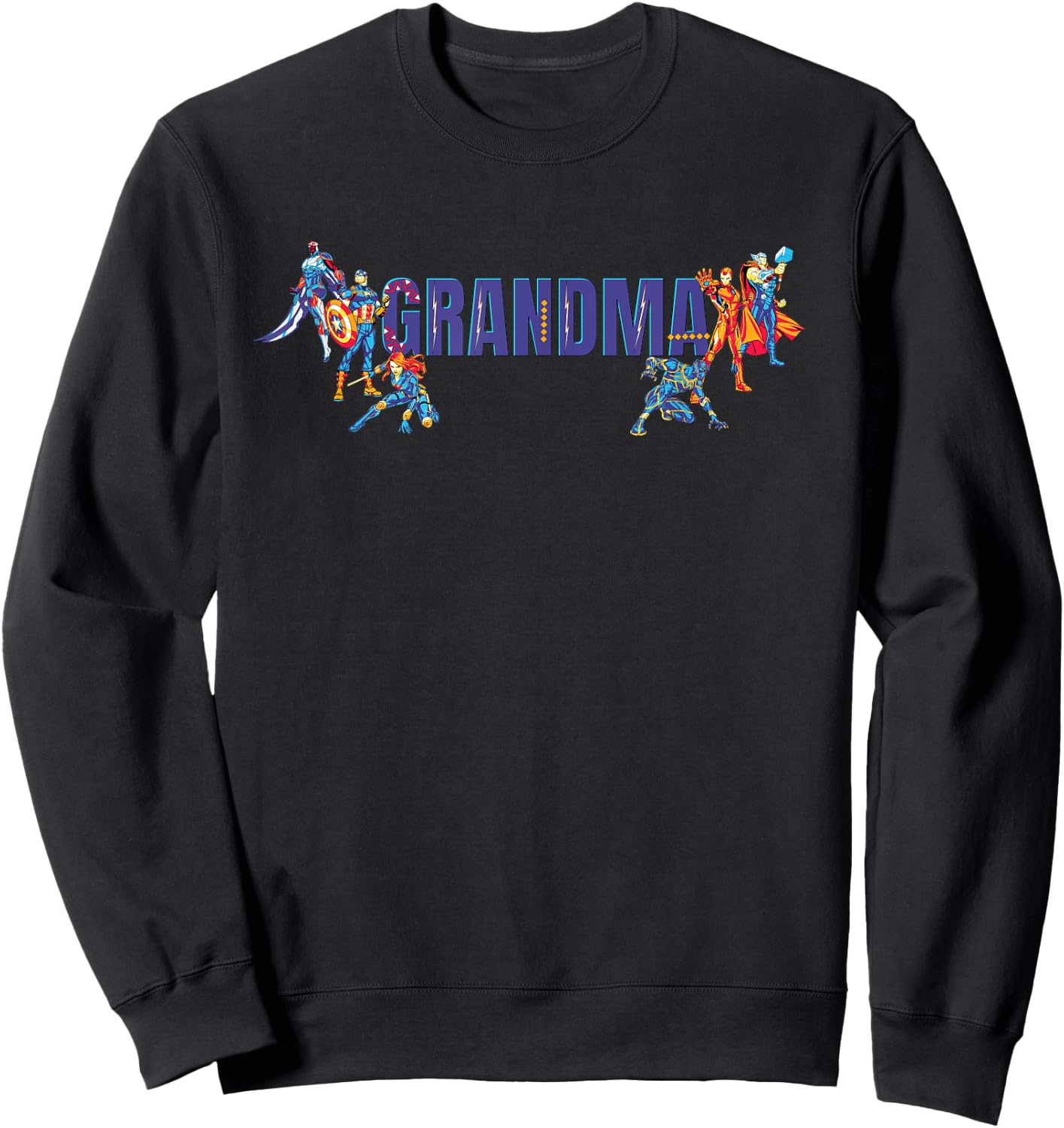 Marvel Super Heroes Avengers Family Vacation Trip Grandma Sweatshirt - Sweatshirt | Black