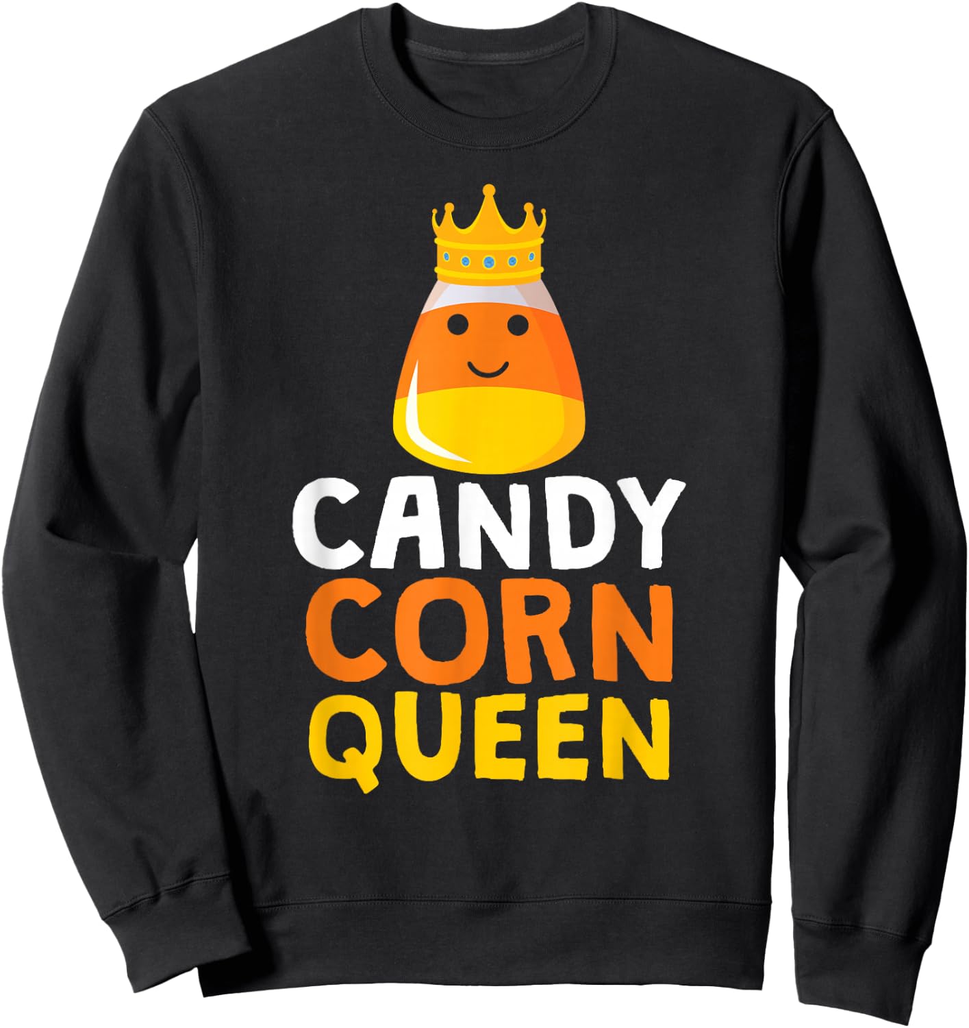 Candy Corn Queen Cute Halloween Kawaii Crown Sweatshirt - Sweatshirt | Black