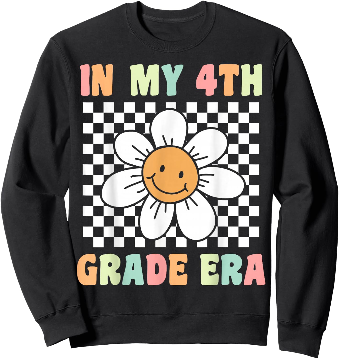 In My 4th Grade Era Cute Groovy Fourth Grade Back to School Sweatshirt - Sweatshirt | Black