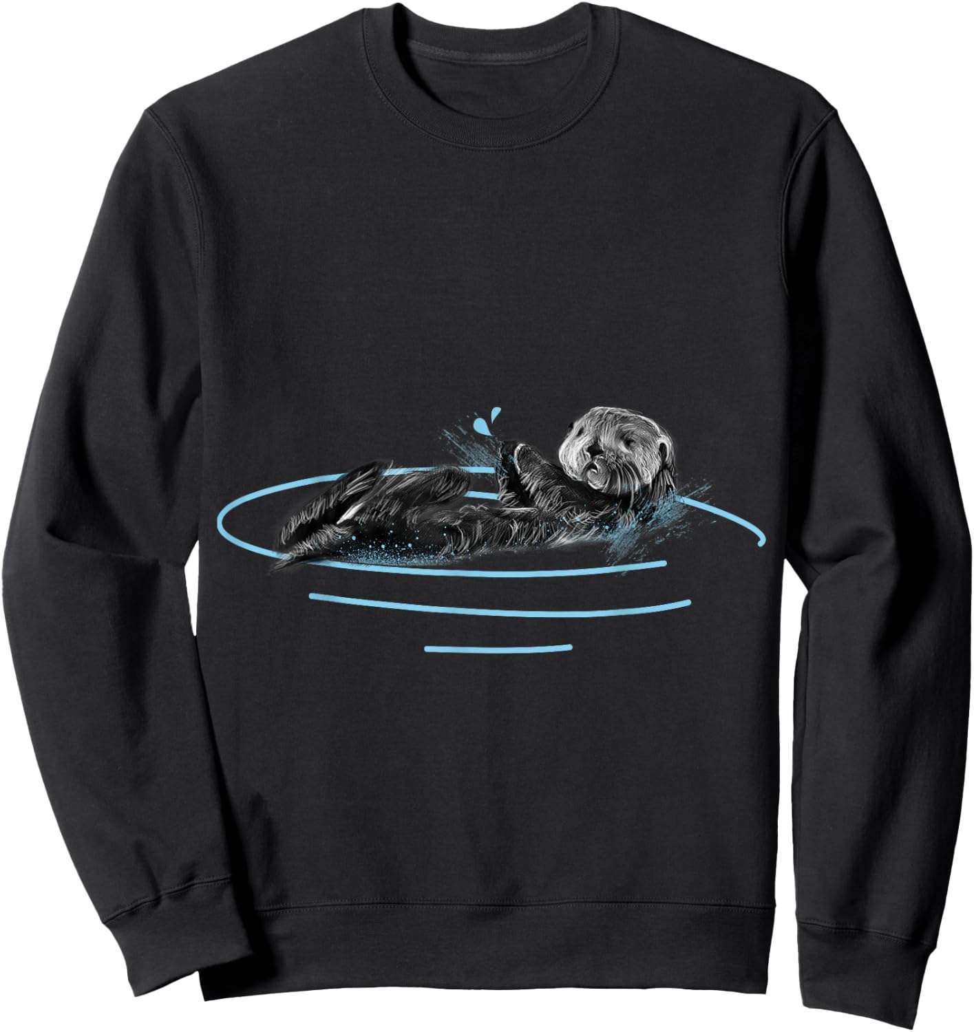 Sea Otter T Shirt - Marine Mammal Sweatshirt - Sweatshirt | Black