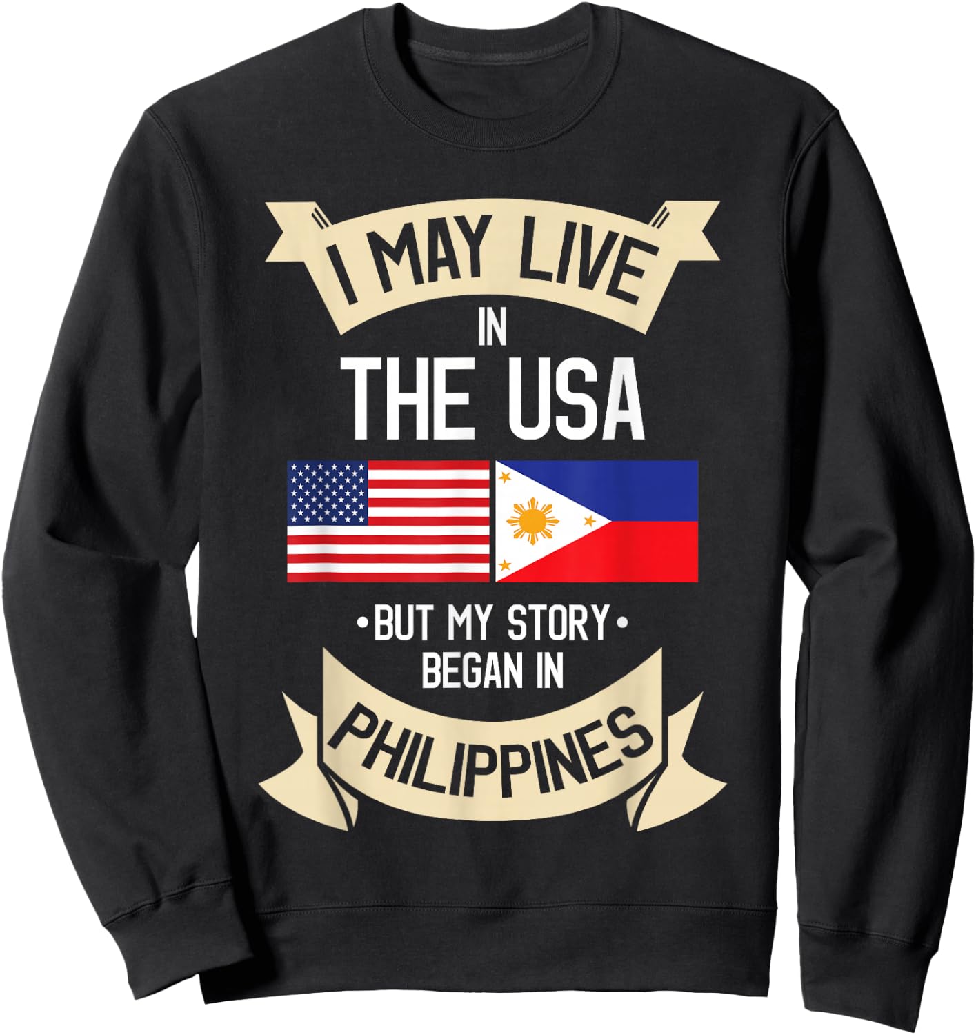 Philippines American Flag USA Filipino Roots Gifts Sweatshirt - Sweatshirt | Black