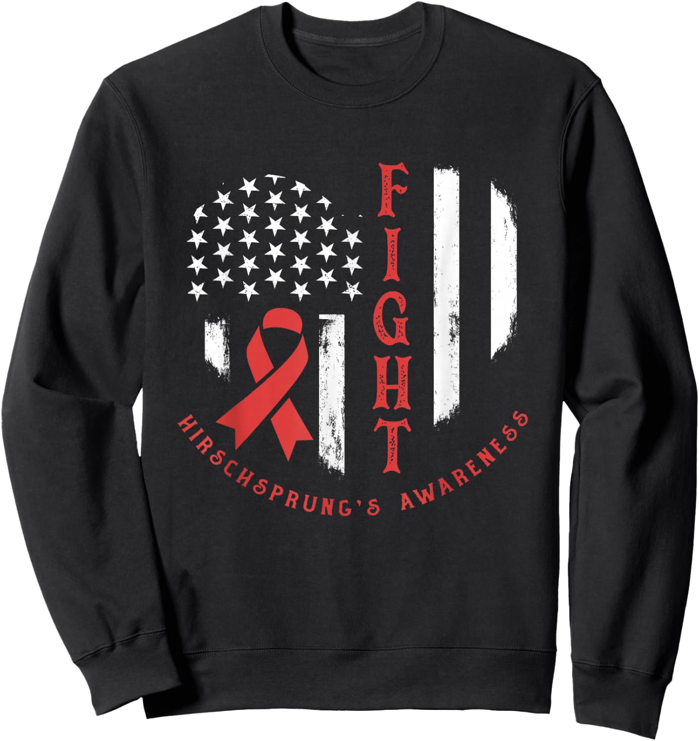 Patriotic US Flag American Hirschsprung's Disease Awareness Sweatshirt - Sweatshirt | Black