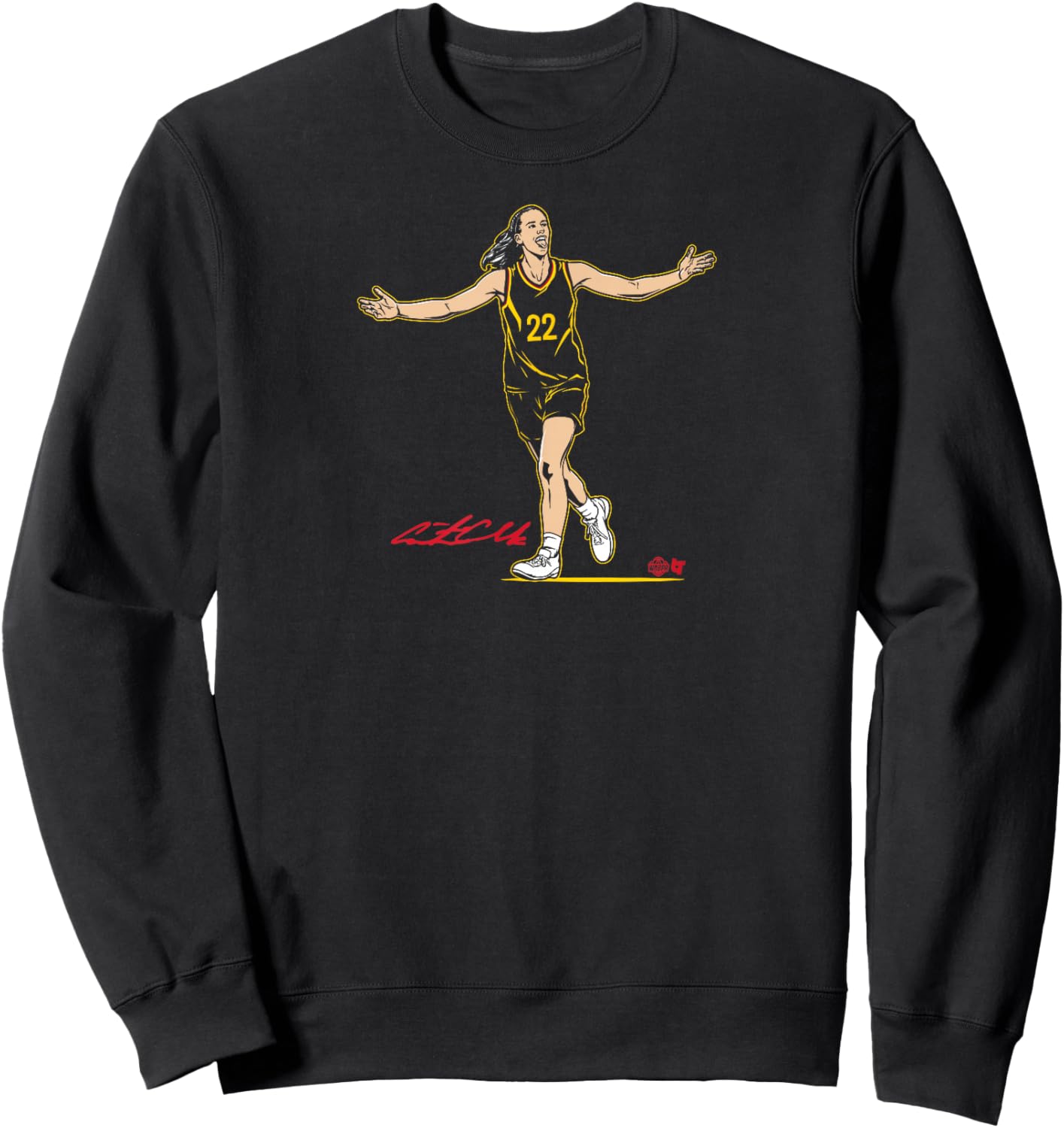 BreakingT Caitlin Clark: Superstar Pose - Indiana Basketball , Small, Blue Sweatshirt - Sweatshirt | Black