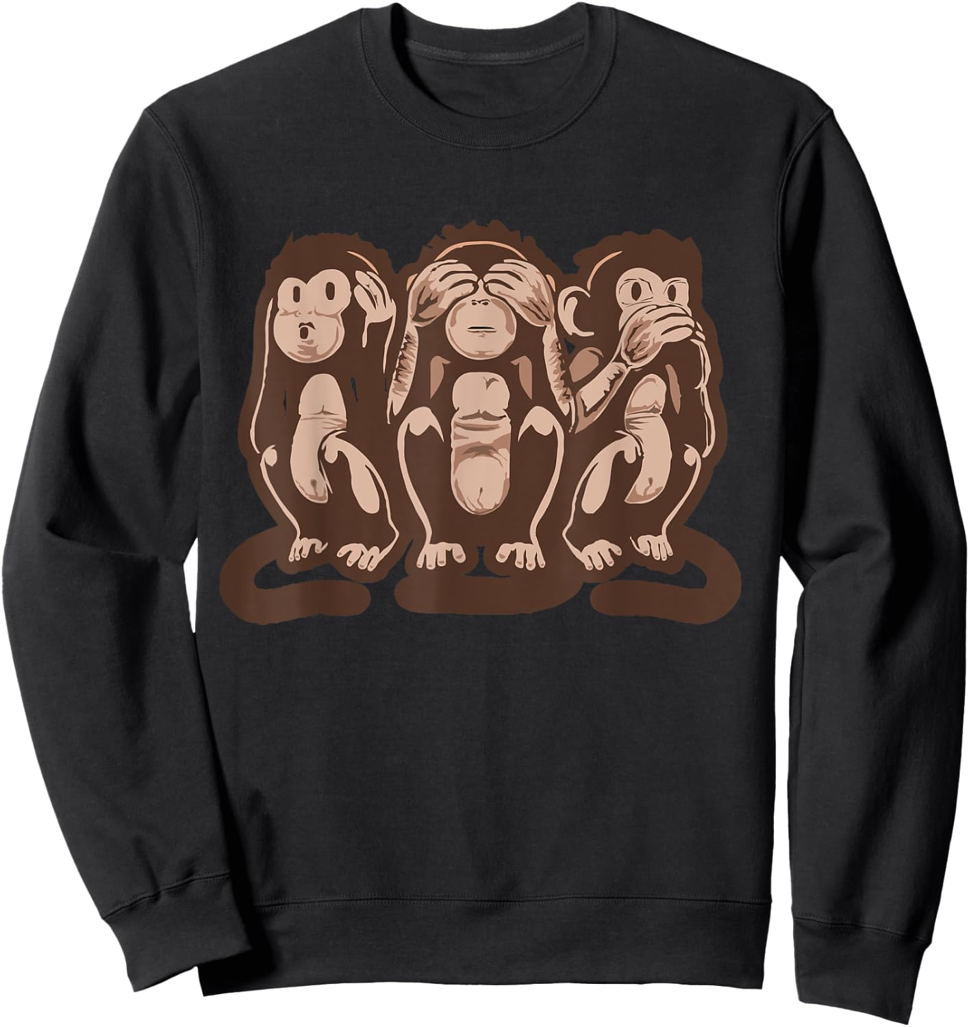 Three Wise Monkeys Speak Hear & See No Evil Sweatshirt - Sweatshirt | Black