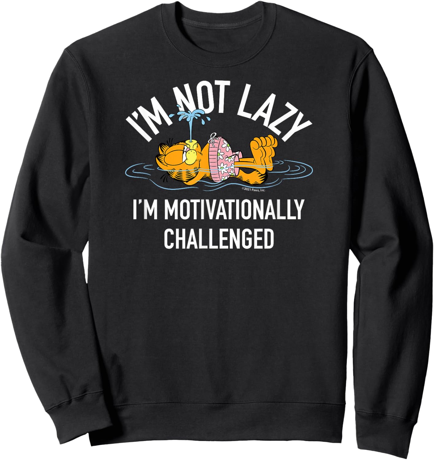 Garfield - I'm Not Lazy I'm Motivationally Challenged Sweatshirt - Sweatshirt | Black