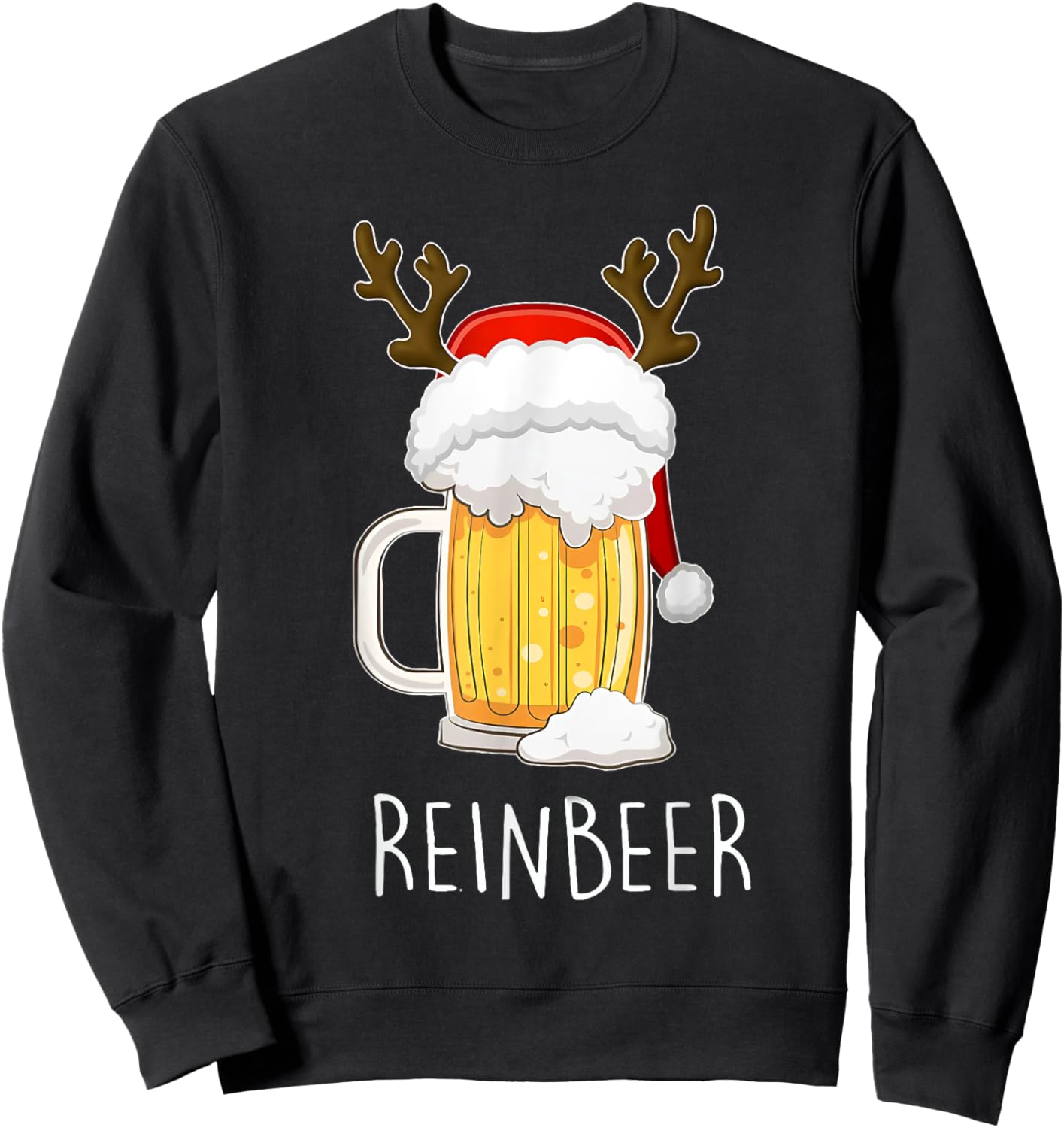 Reinbeer Winedeer Beer Wine Reindeer Christmas Xmas Couples Sweatshirt - Sweatshirt | Black