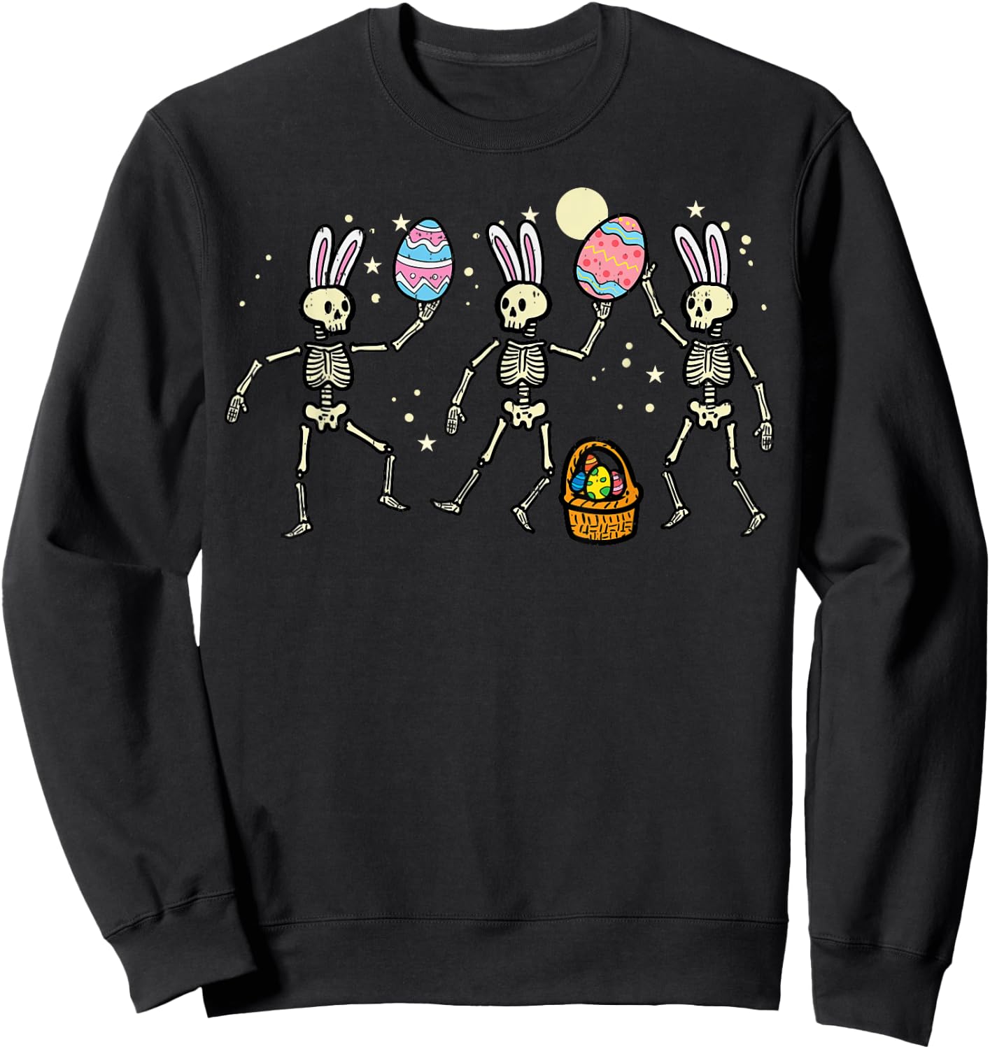 Easter Skeletons Dancing Eggs Funny Bones Men Women Kids Sweatshirt - Sweatshirt | Black